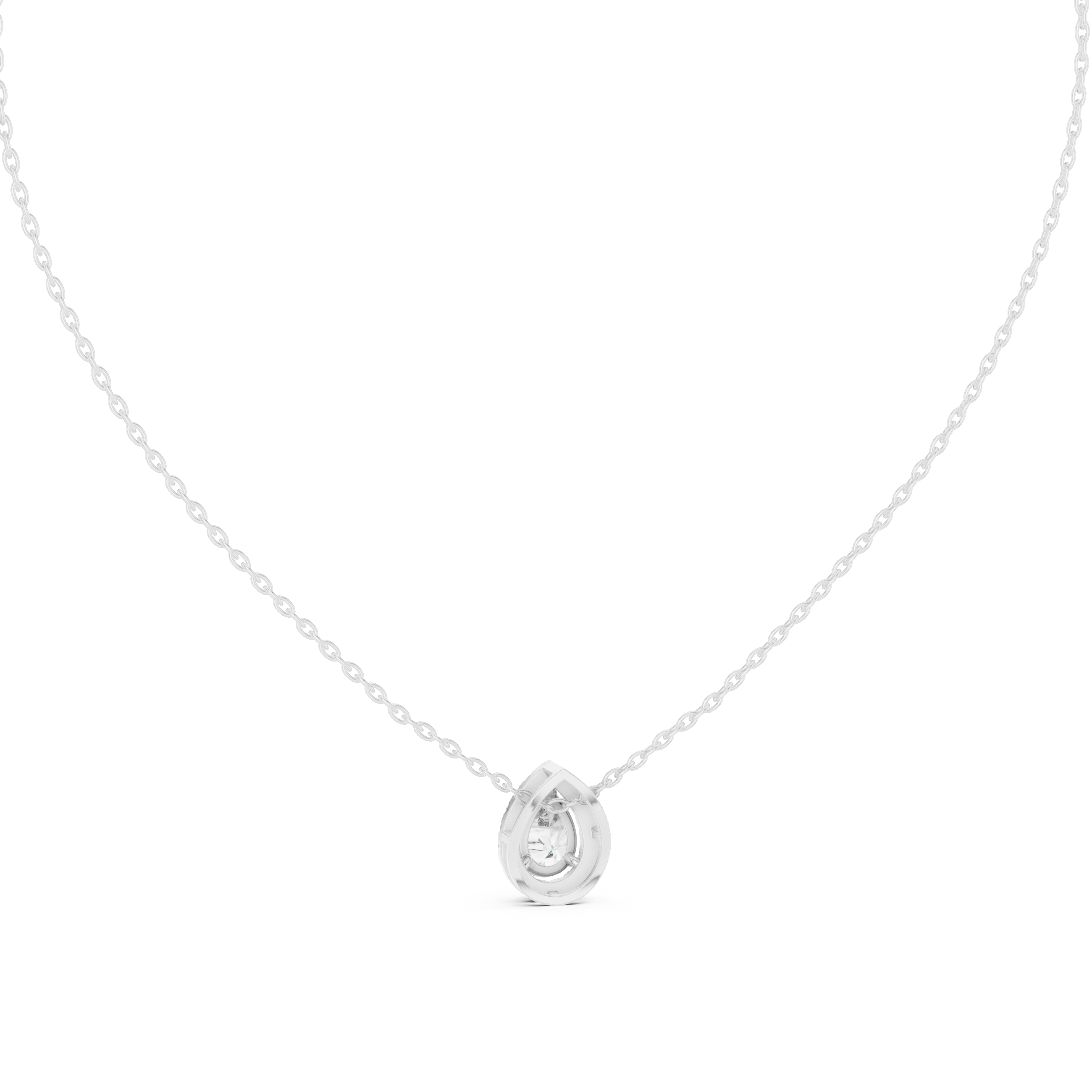 Teardrop Bezel Diamond Pendant in White Gold - VYKA Diamonds