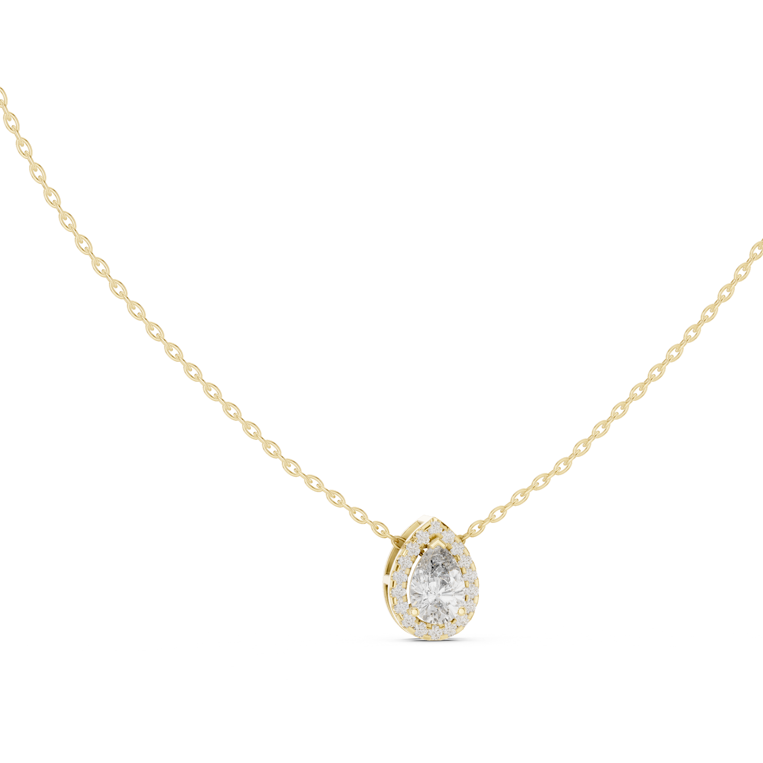 Teardrop Bezel Diamond Pendant in Yellow Gold - VYKA Diamonds