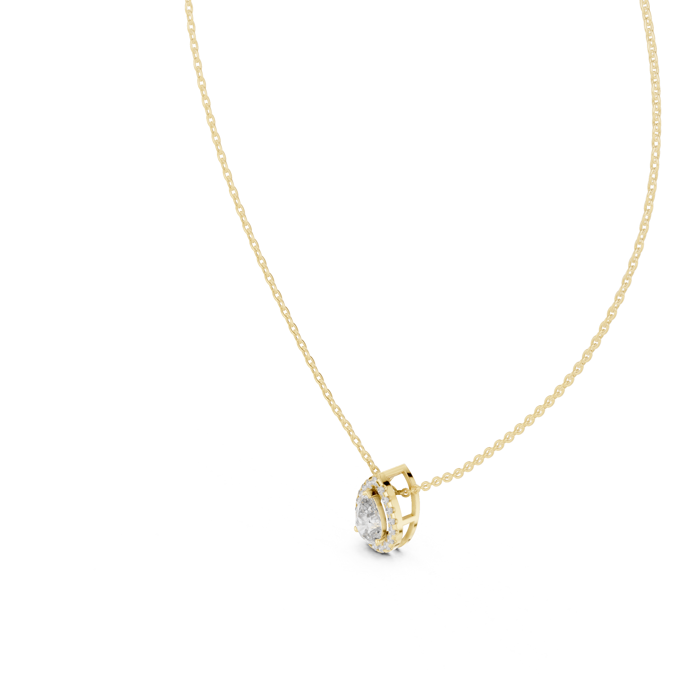 Teardrop Bezel Diamond Pendant in Yellow Gold - VYKA Diamonds