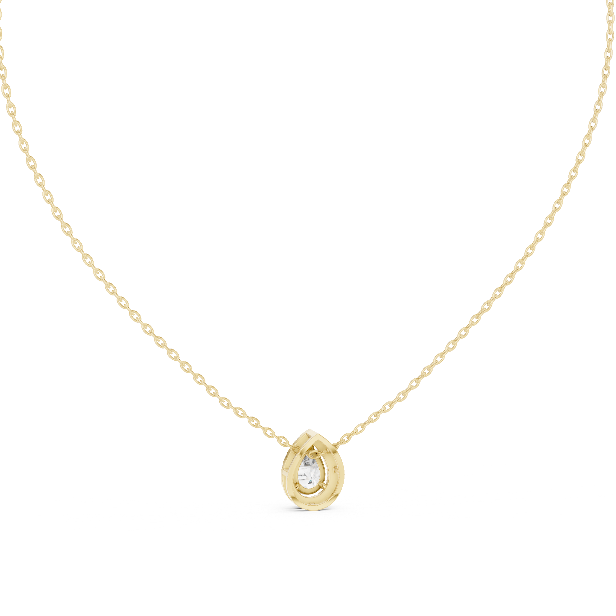 Teardrop Bezel Diamond Pendant in Yellow Gold - VYKA Diamonds