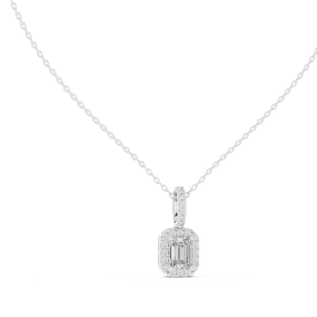 دلّاية ألماس إمرلد بهالة in White Gold - VYKA Diamonds