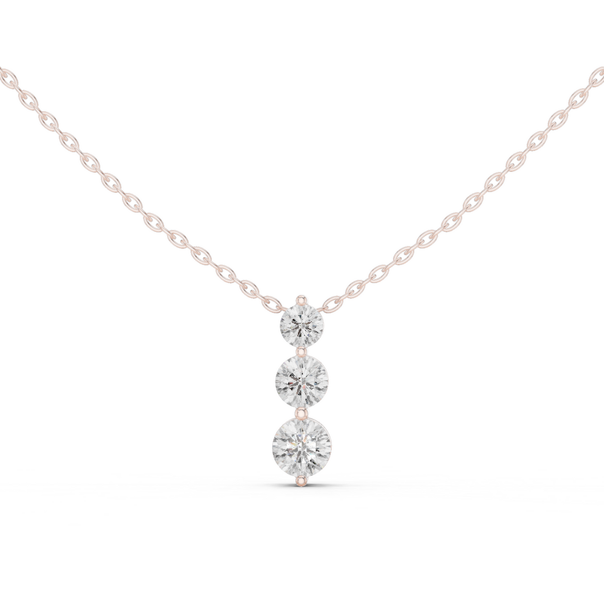 دلّاية متدلّية بثلاث ألماسات مستديرة متدرّجة in Rose Gold - VYKA Diamonds