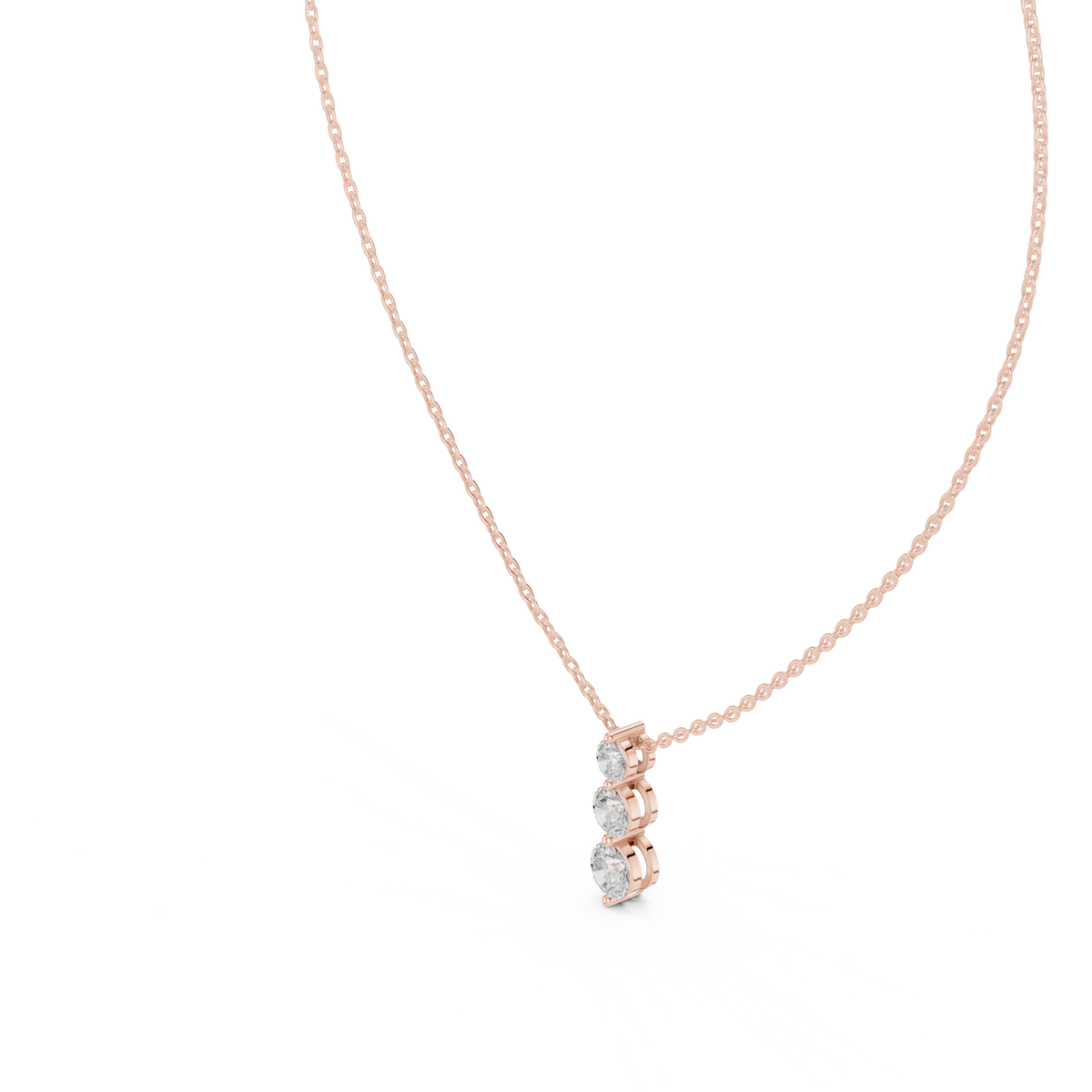 Graduated Three Stone Round Diamond Drop Pendant