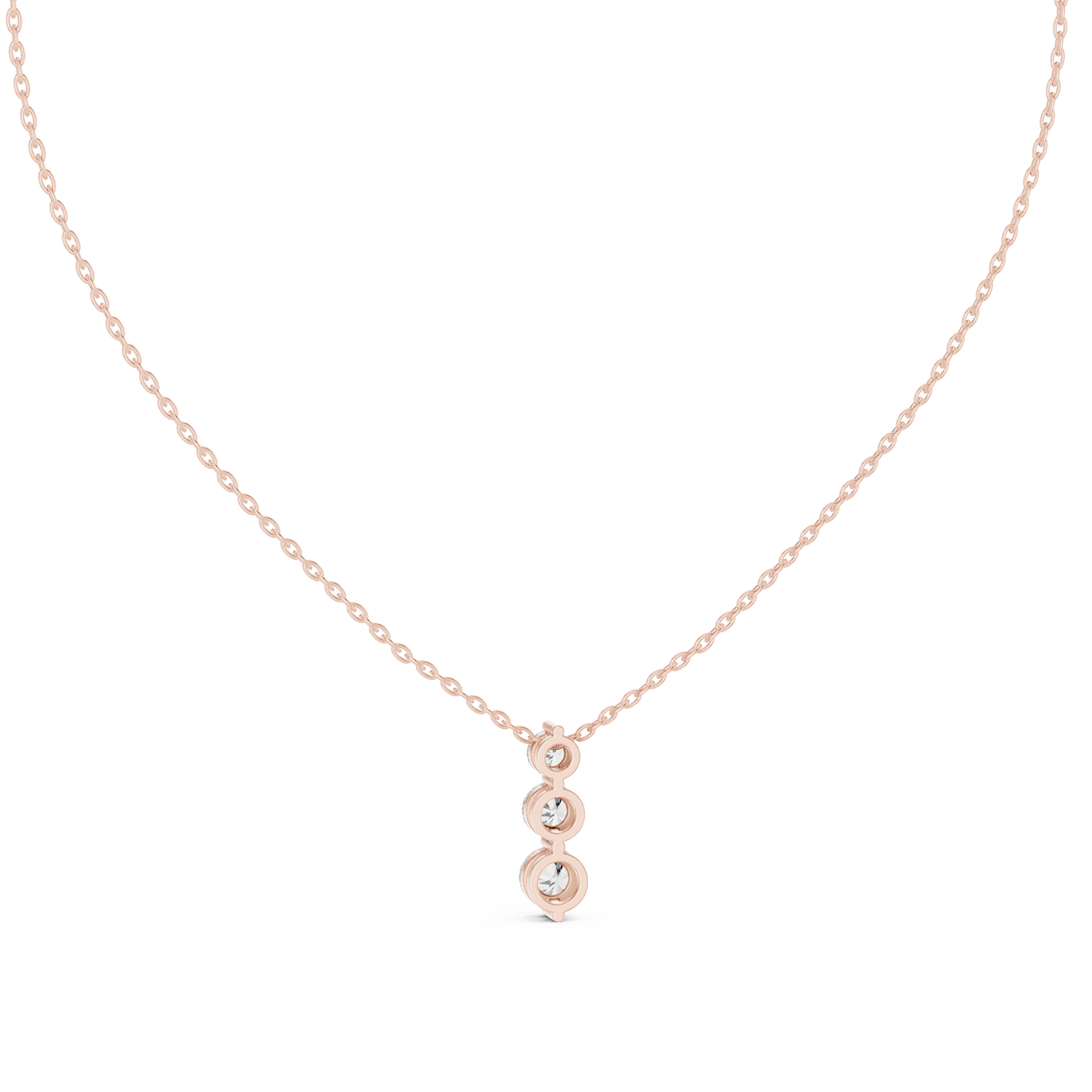 دلّاية متدلّية بثلاث ألماسات مستديرة متدرّجة in Rose Gold - VYKA Diamonds
