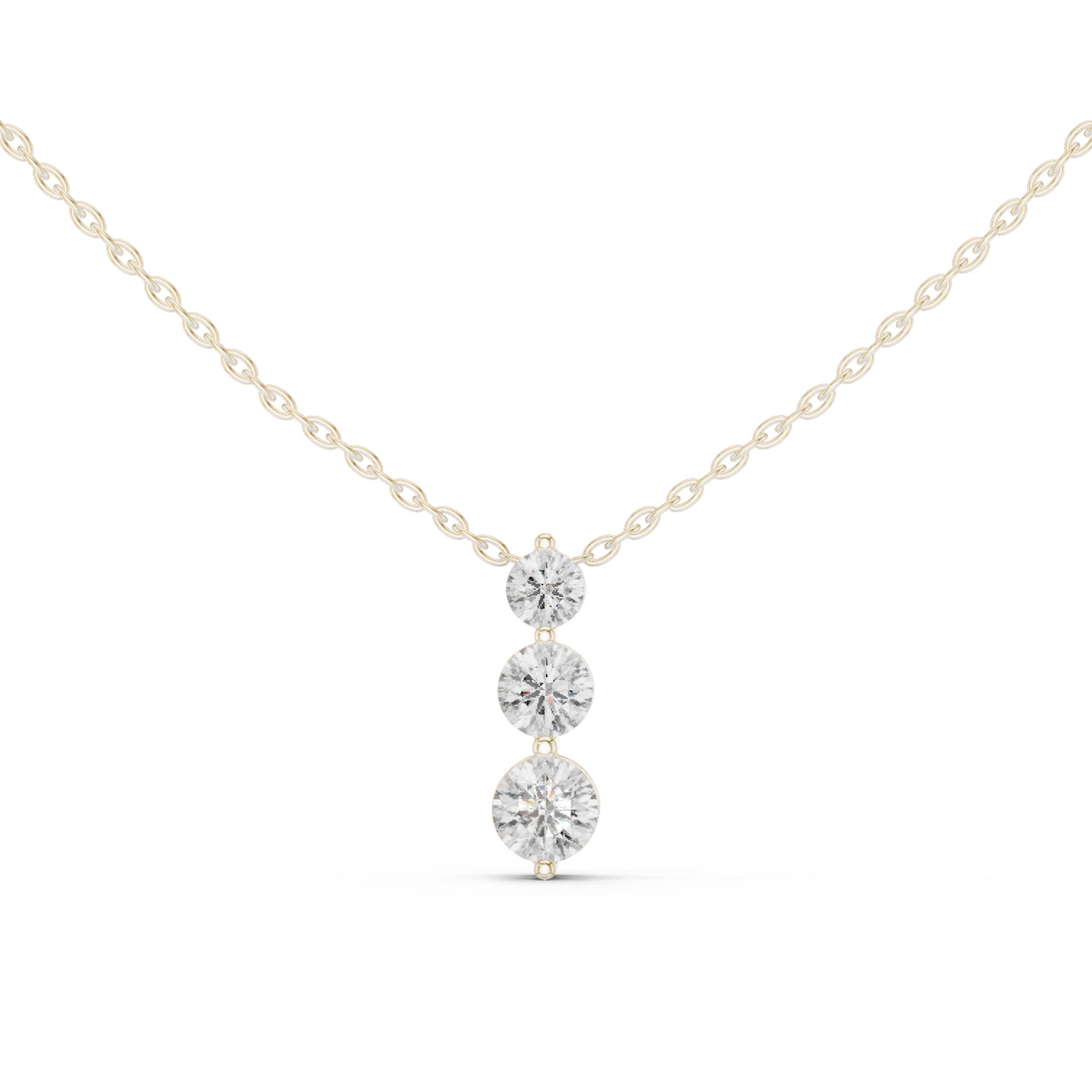 Graduated Three Stone Round Diamond Drop Pendant
