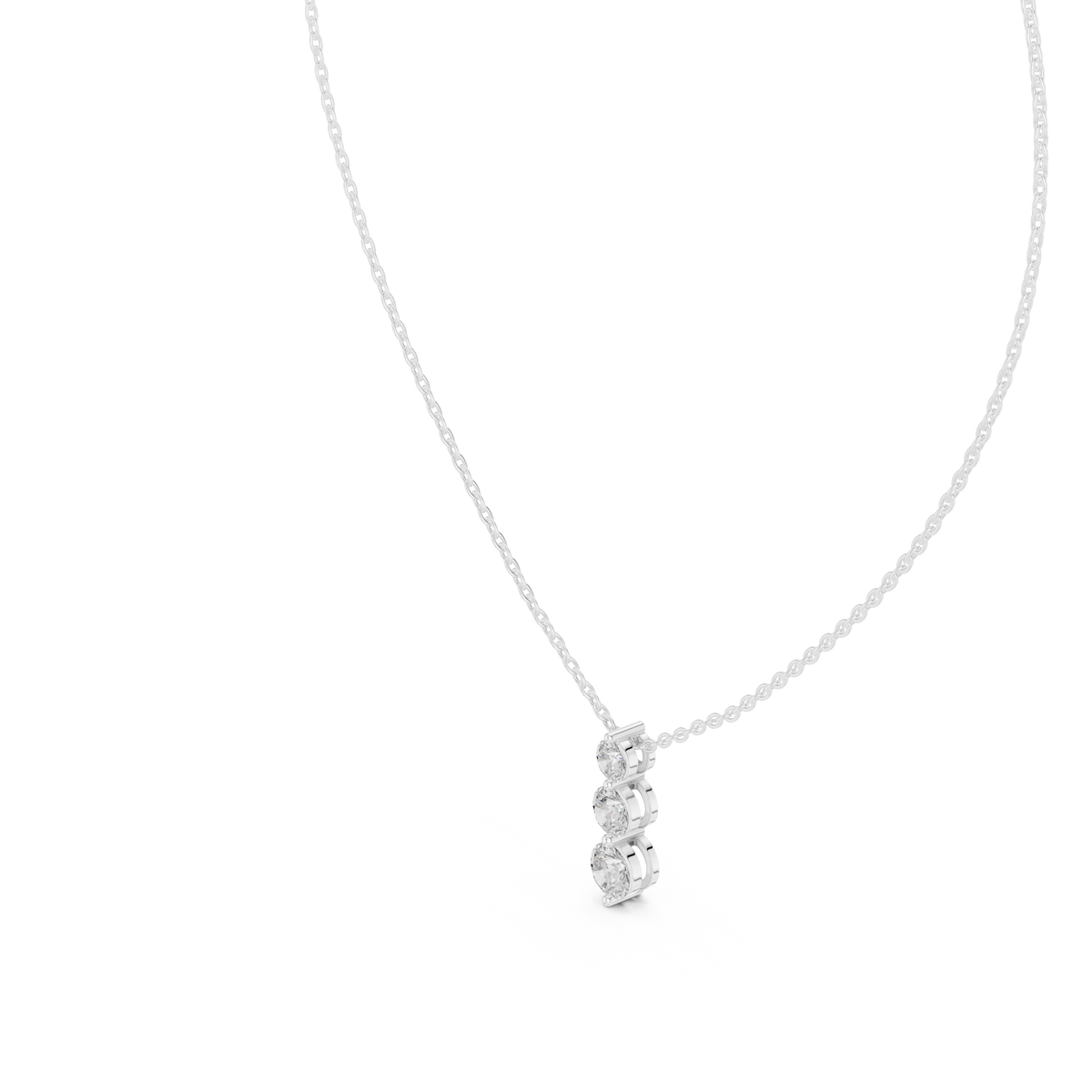 Graduated Three Stone Round Diamond Drop Pendant