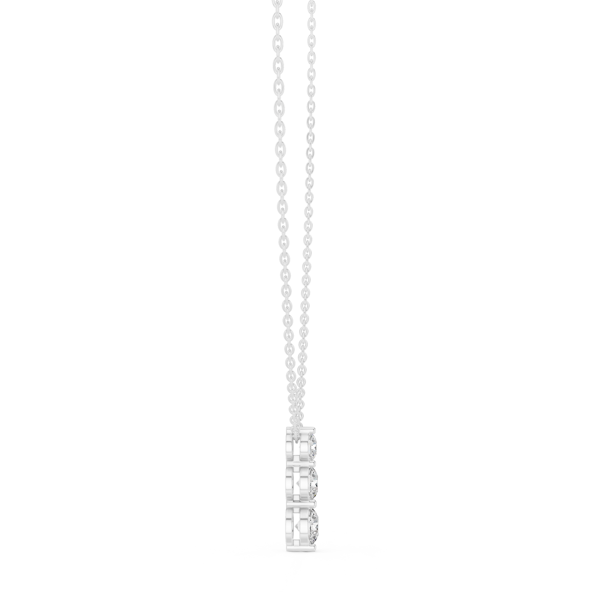 Graduated Three Stone Round Diamond Drop Pendant