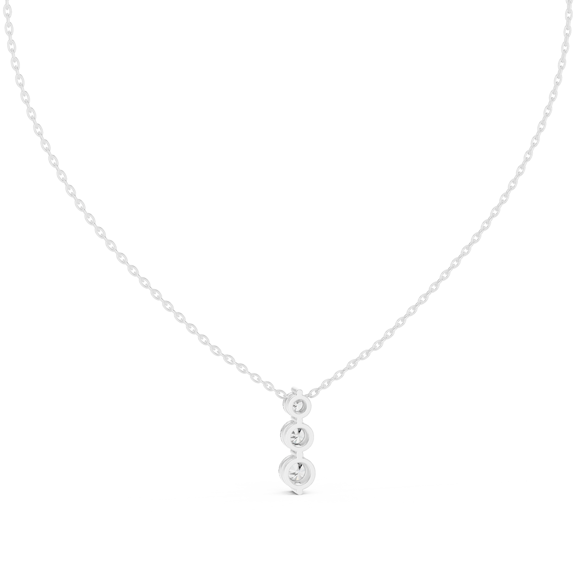 Graduated Three Stone Round Diamond Drop Pendant