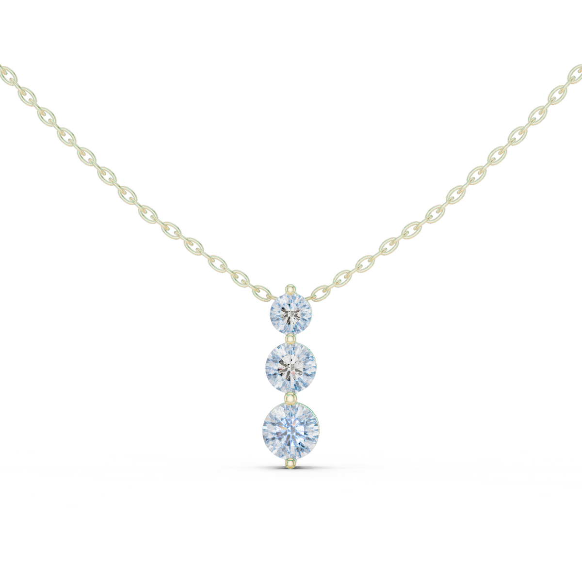 Graduated Three Stone Round Diamond Drop Pendant