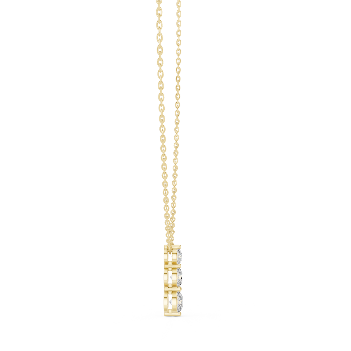 Graduated Three Stone Round Diamond Drop Pendant