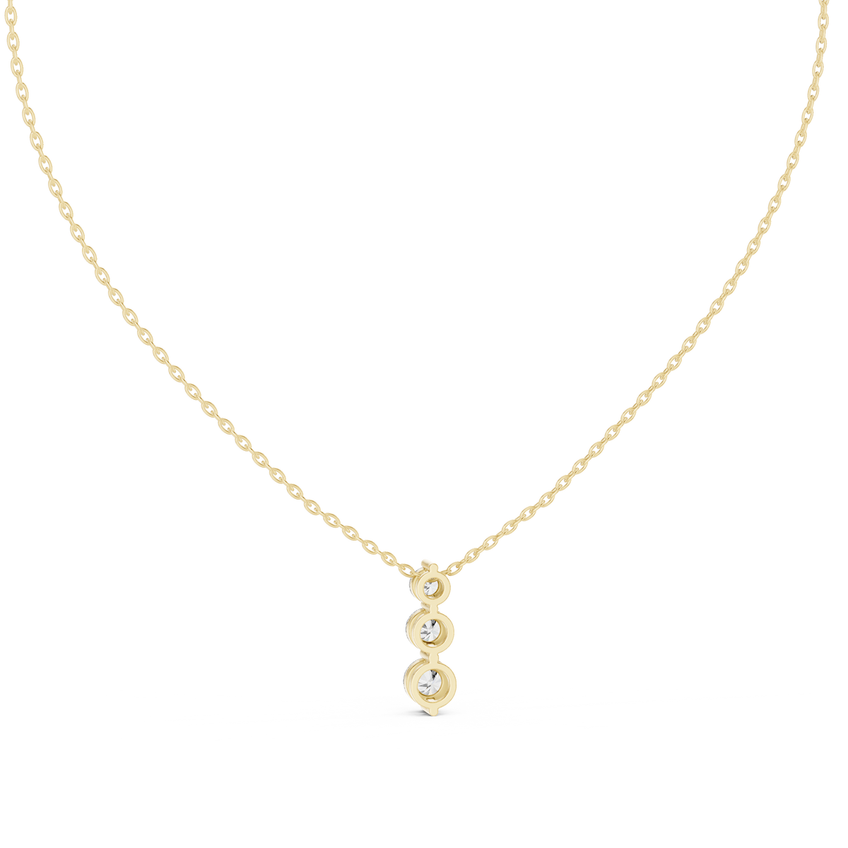 Graduated Three Stone Round Diamond Drop Pendant