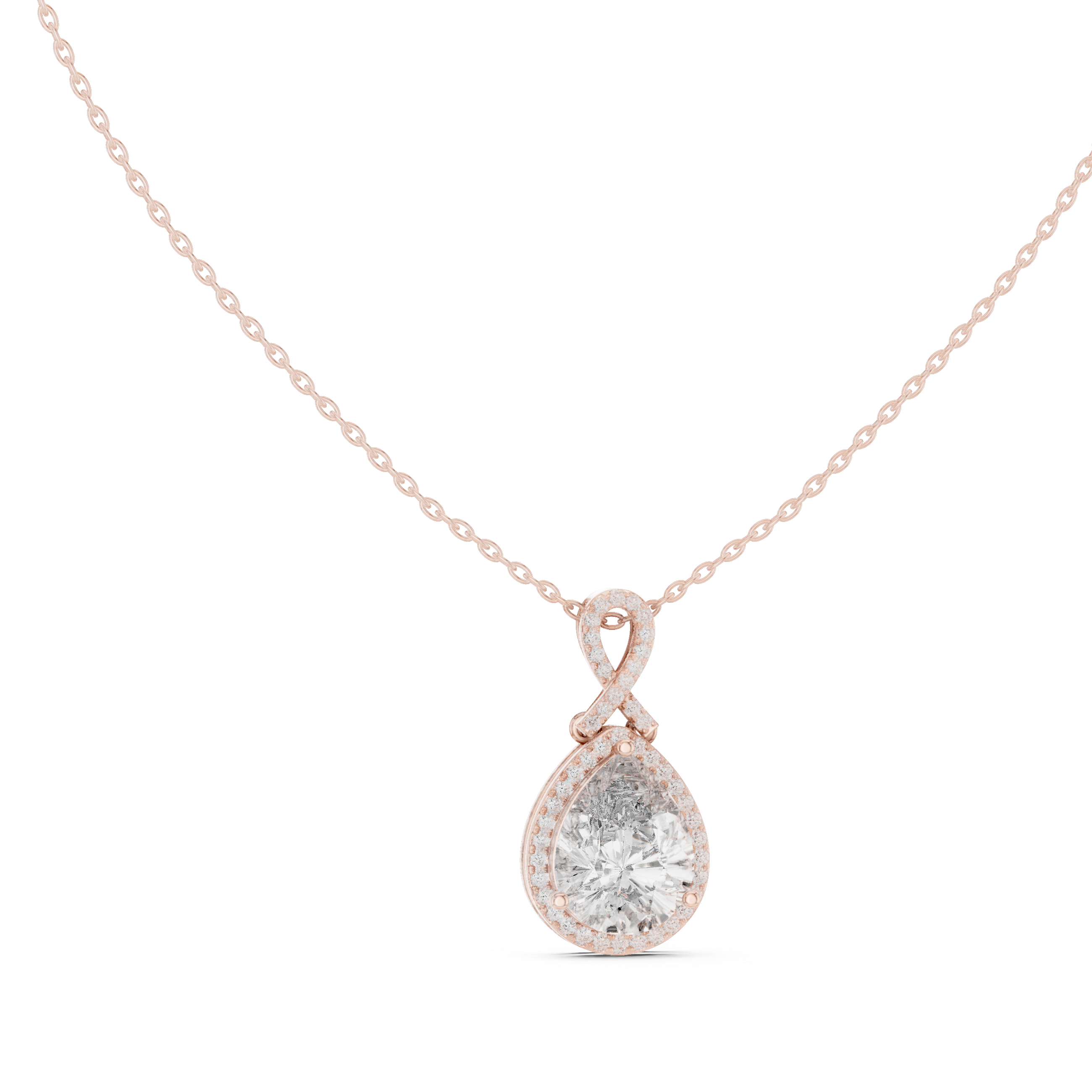 Infinity Bail Pear Diamond Pendant in Rose Gold - VYKA Diamonds