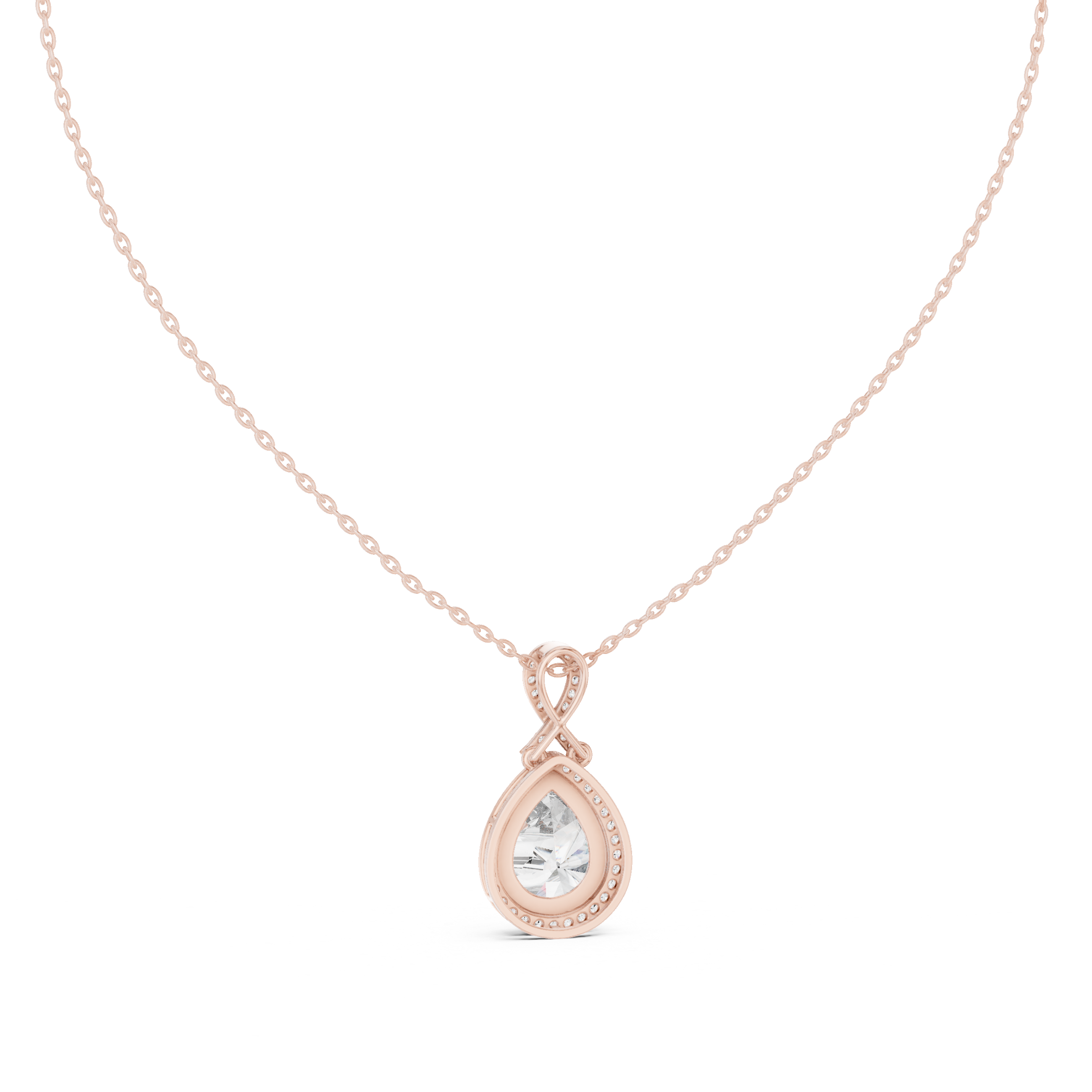 Infinity Bail Pear Diamond Pendant in Rose Gold - VYKA Diamonds