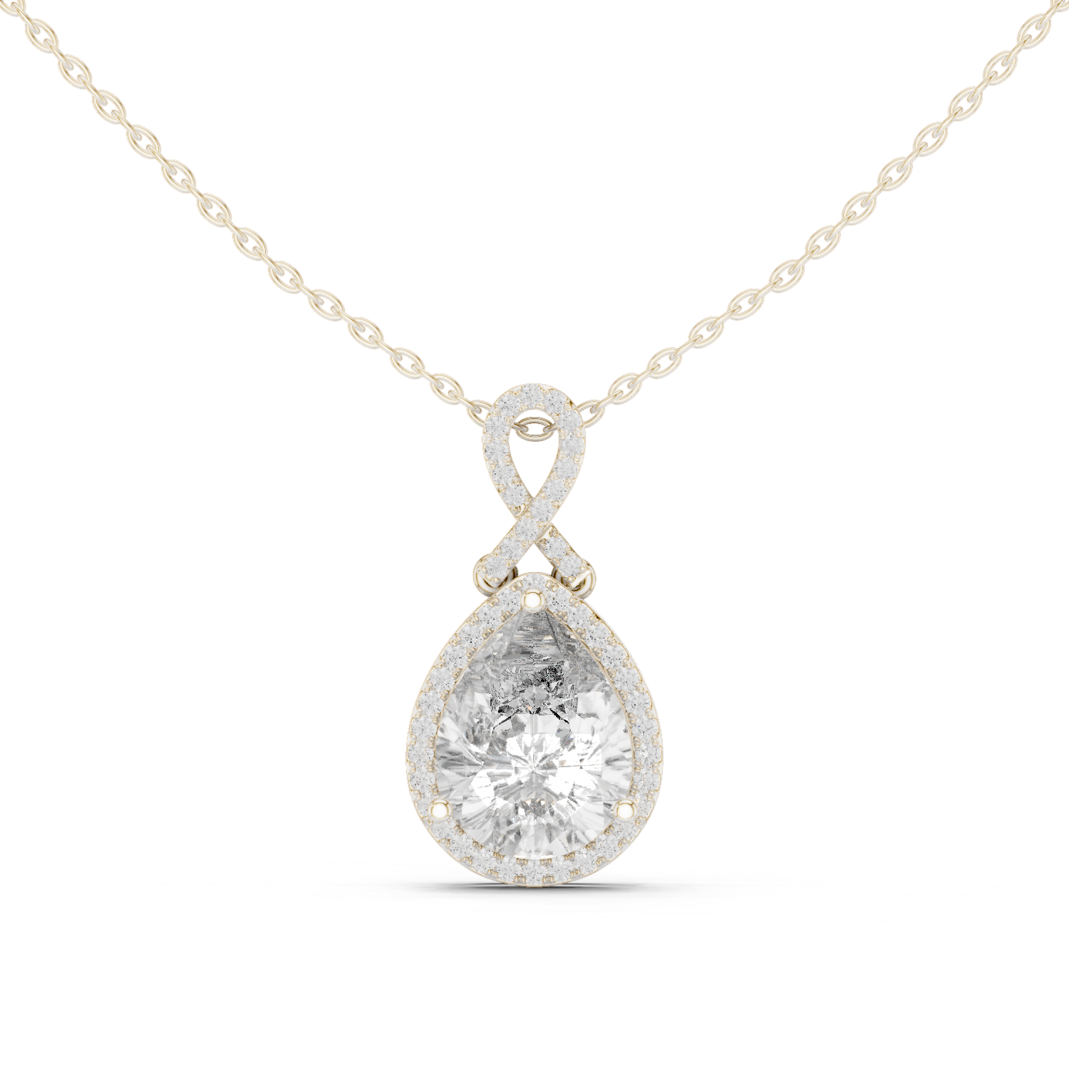 Infinity Bail Pear Diamond Pendant in White Gold - VYKA Diamonds