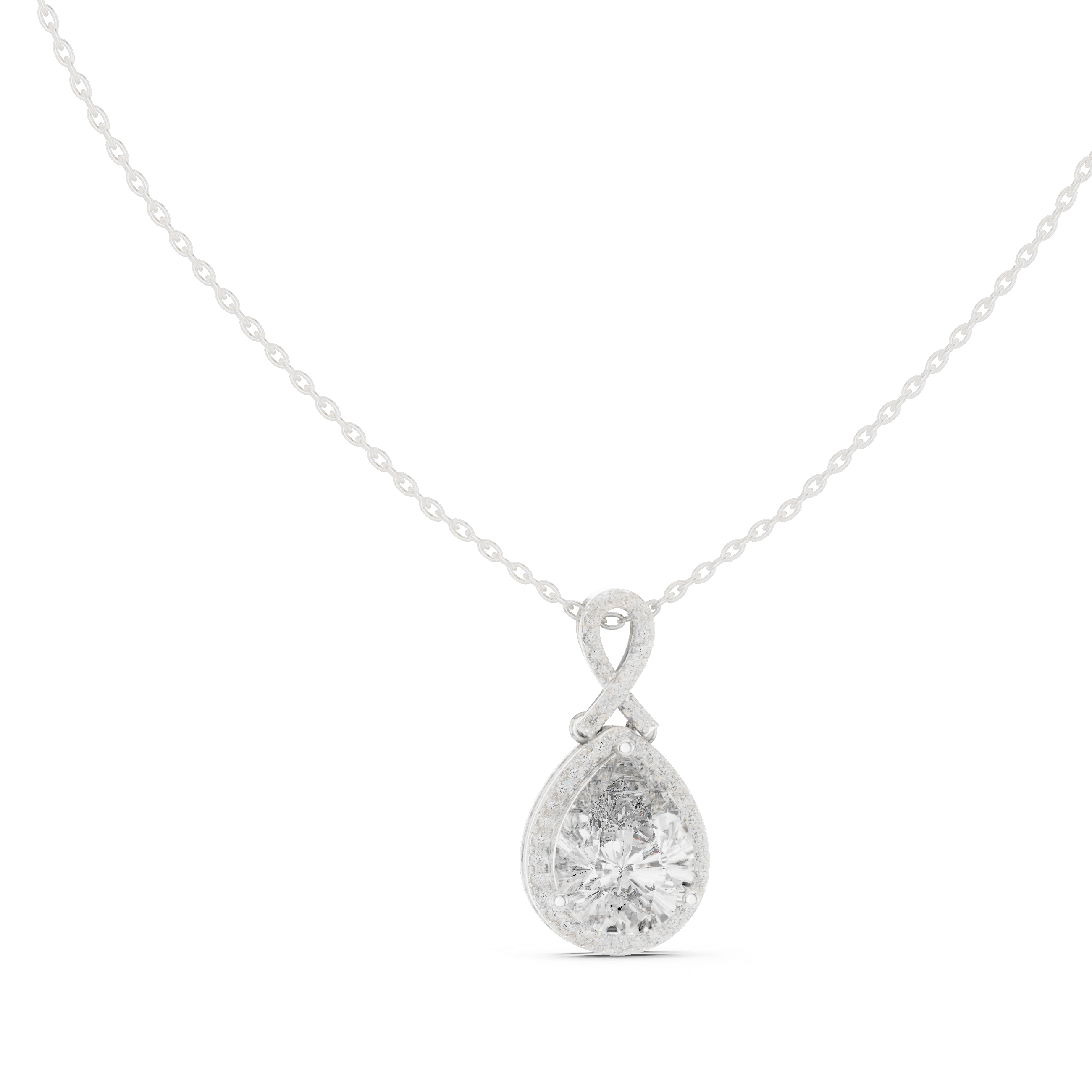 Infinity Bail Pear Diamond Pendant in White Gold - VYKA Diamonds