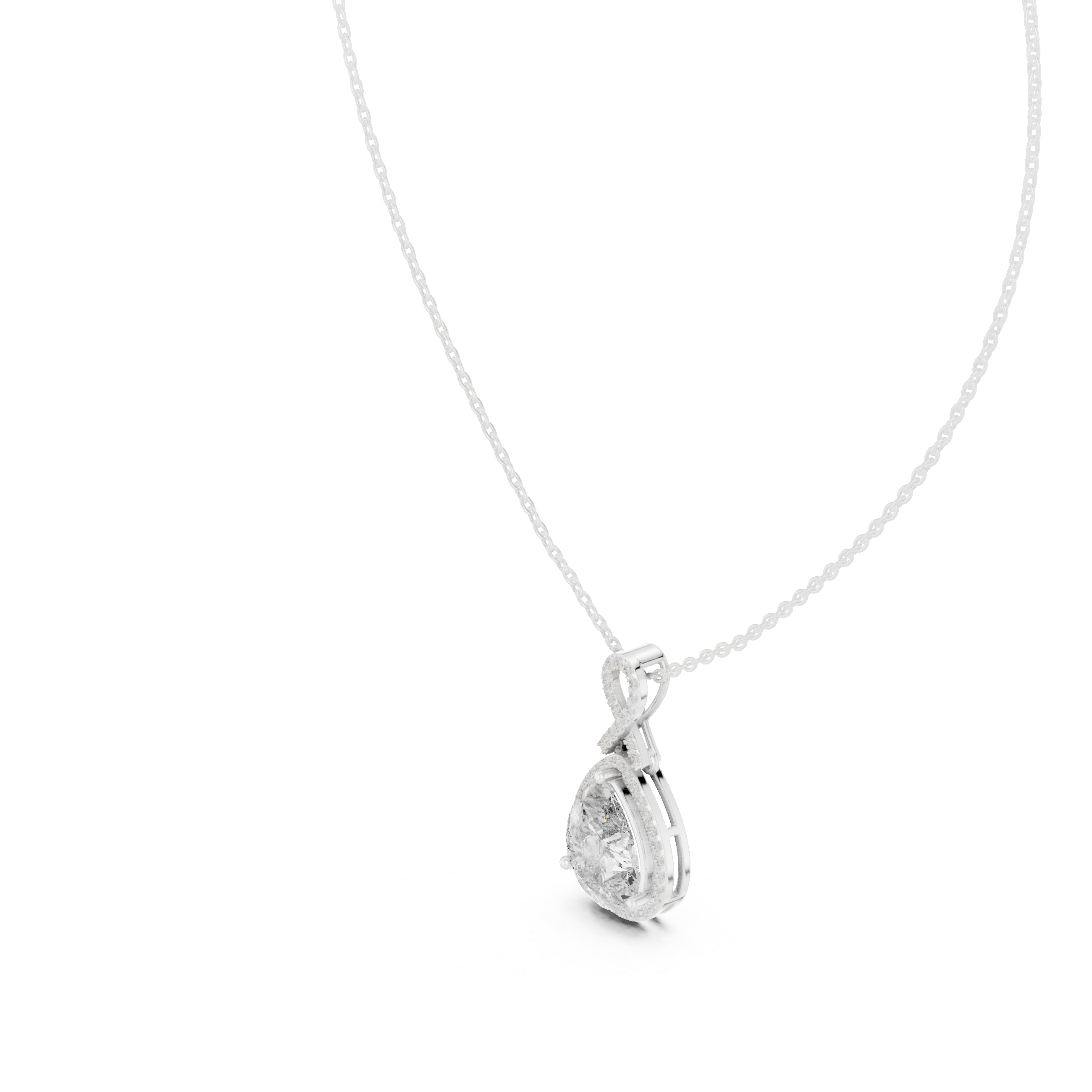 Infinity Bail Pear Diamond Pendant in White Gold - VYKA Diamonds
