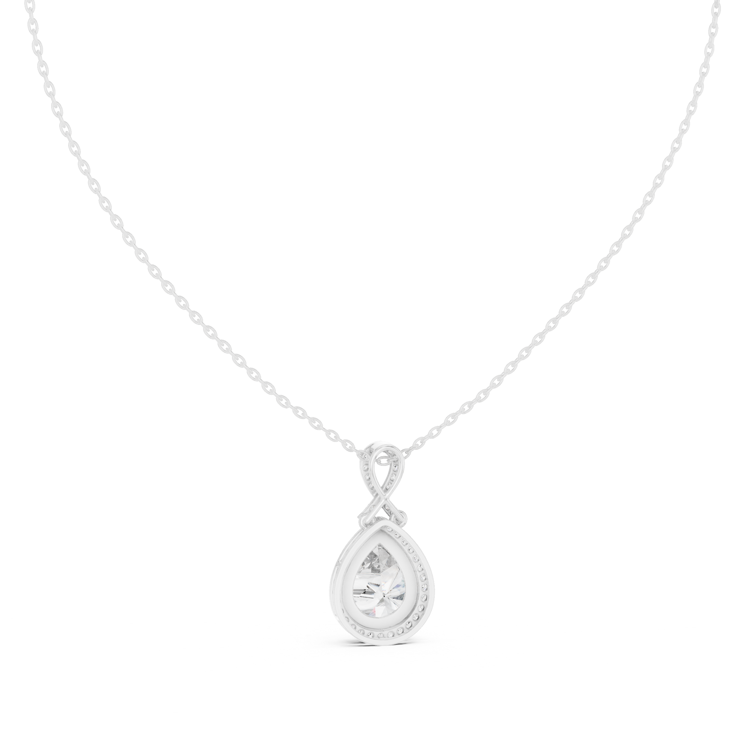 Infinity Bail Pear Diamond Pendant in White Gold - VYKA Diamonds