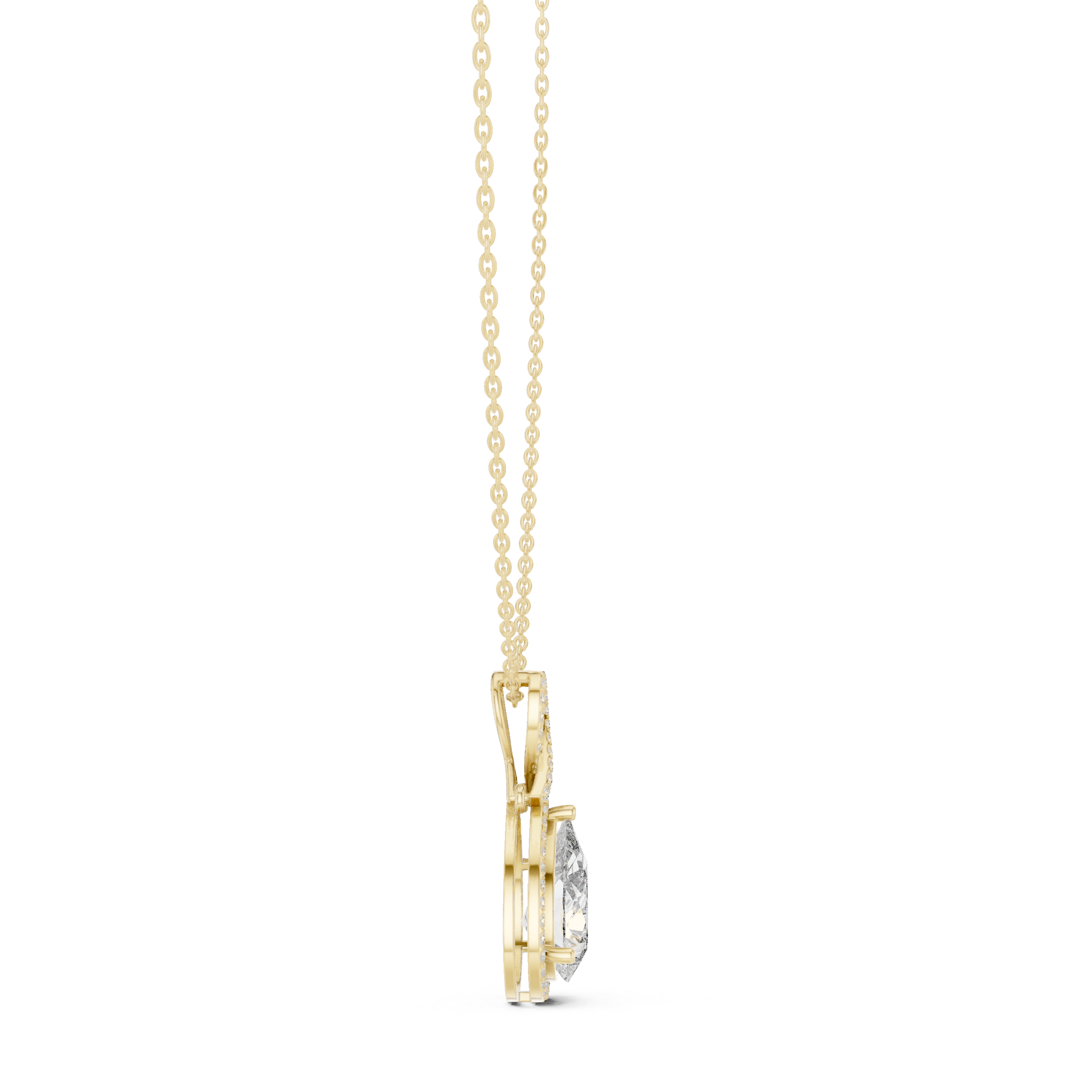 Infinity Bail Pear Diamond Pendant in Yellow Gold - VYKA Diamonds