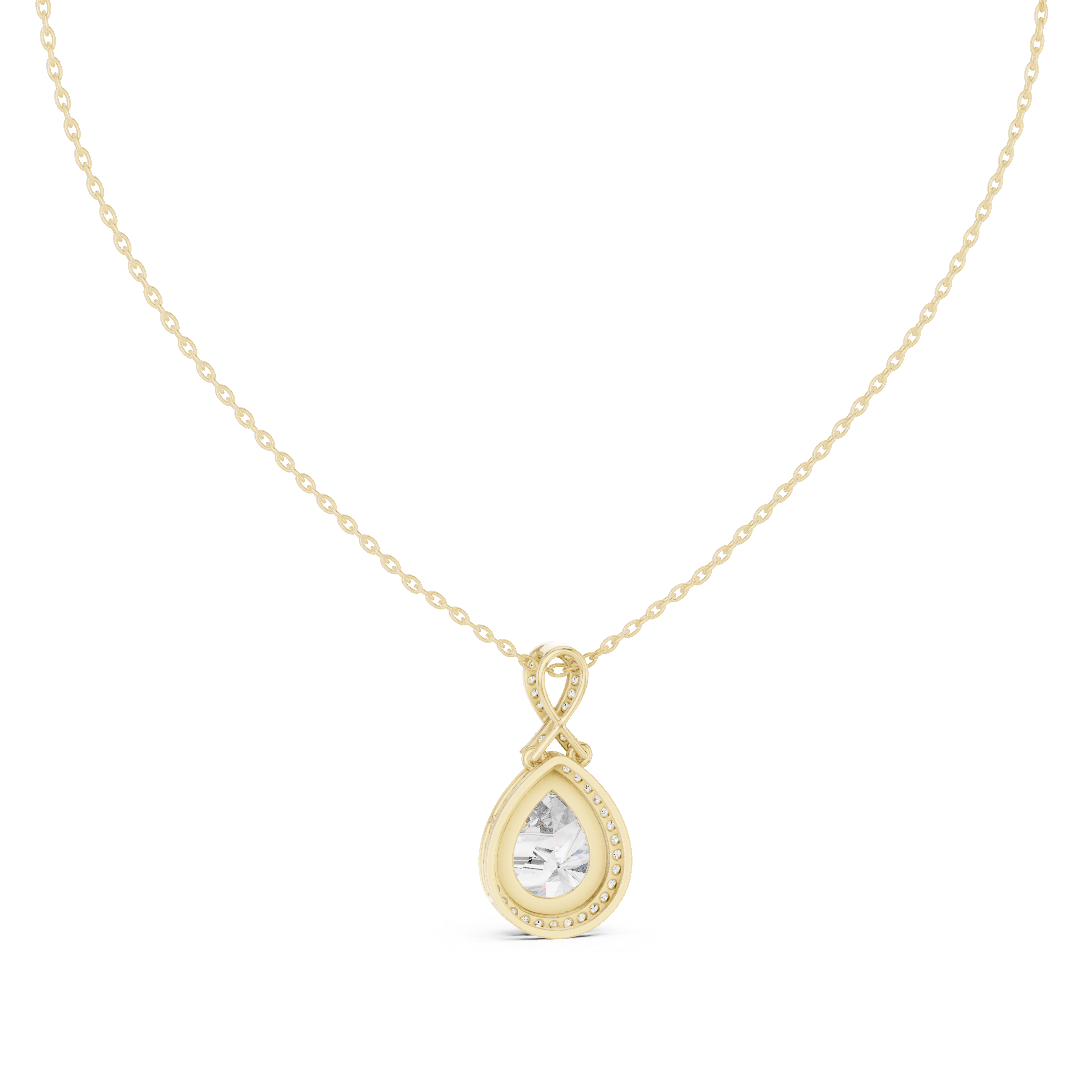 Infinity Bail Pear Diamond Pendant in Yellow Gold - VYKA Diamonds