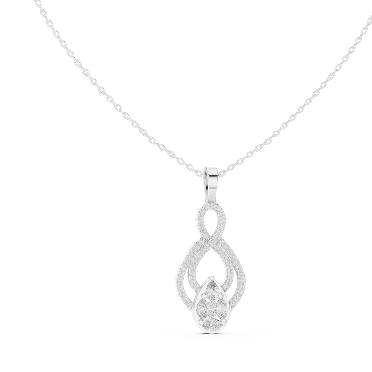 دلّاية إنفينيتي على شكل قطرة من ألماس الباڤيه in White Gold - VYKA Diamonds