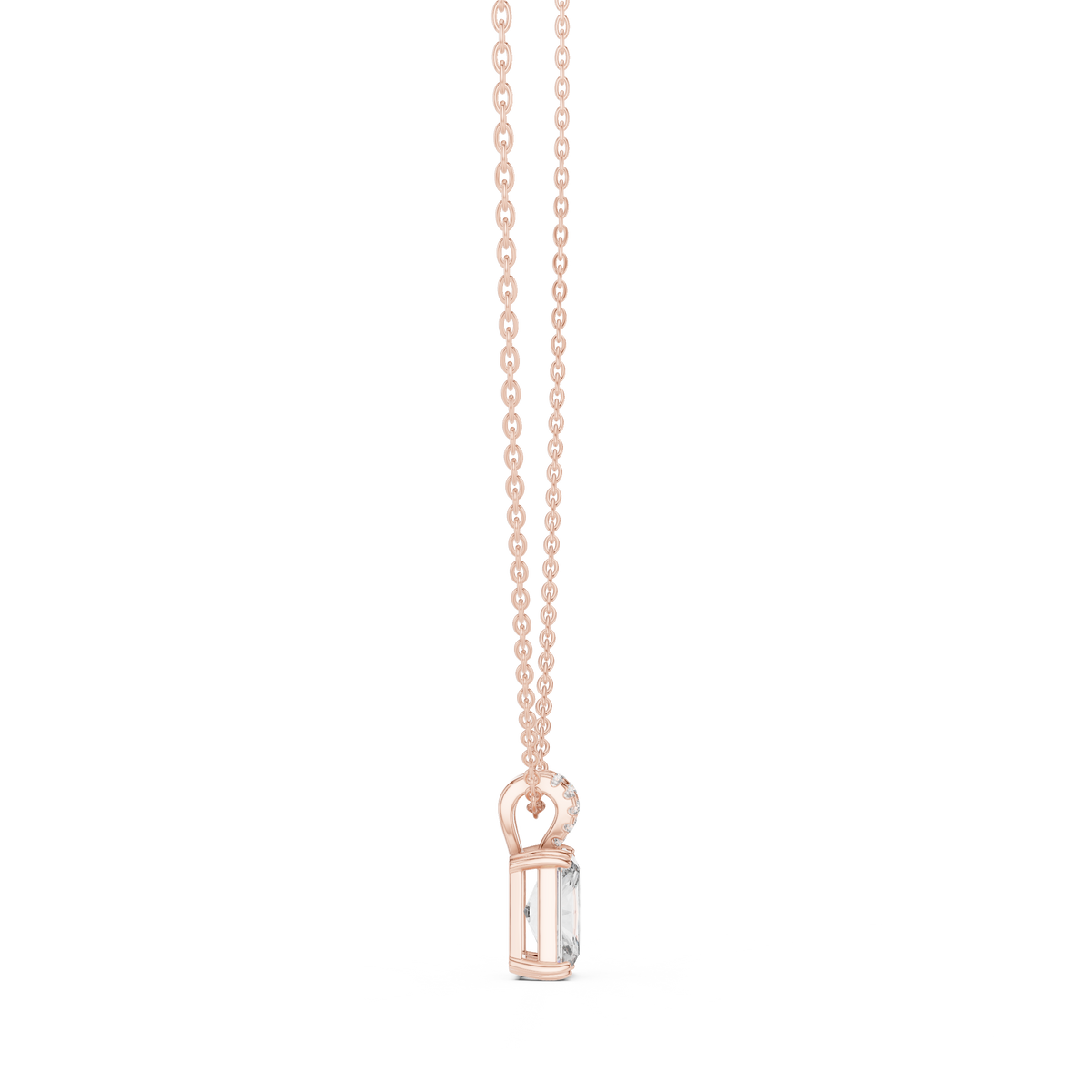Radiant Cut Solitaire Diamond Pendant with Pave Bail