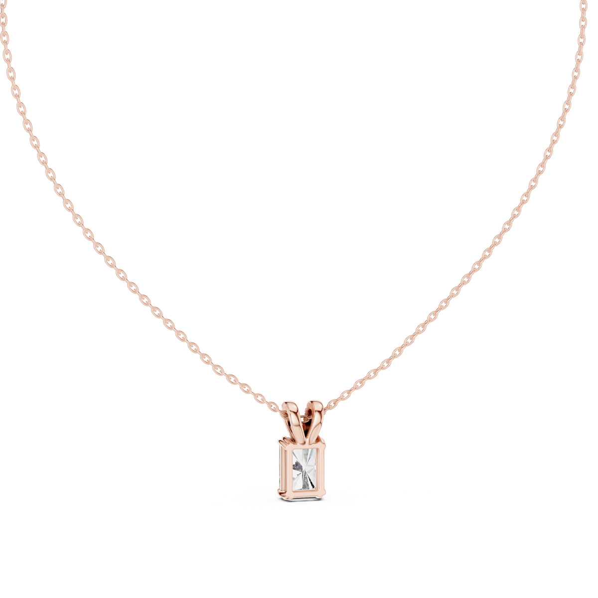 Radiant Cut Solitaire Diamond Pendant with Pave Bail