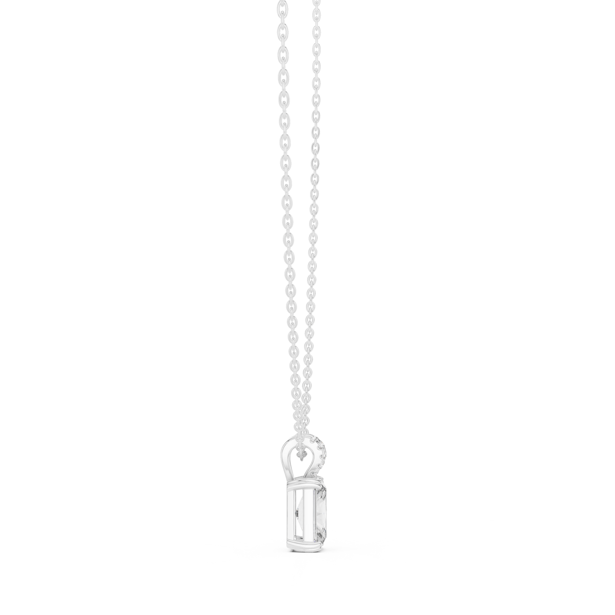 Radiant Cut Solitaire Diamond Pendant with Pave Bail