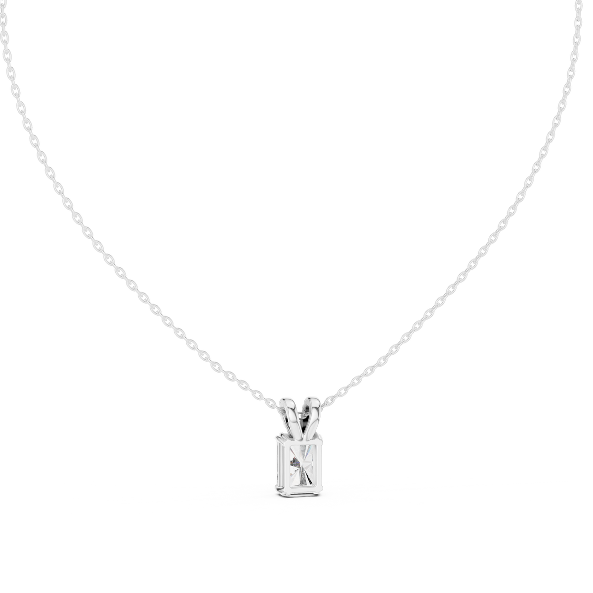 Radiant Cut Solitaire Diamond Pendant with Pave Bail