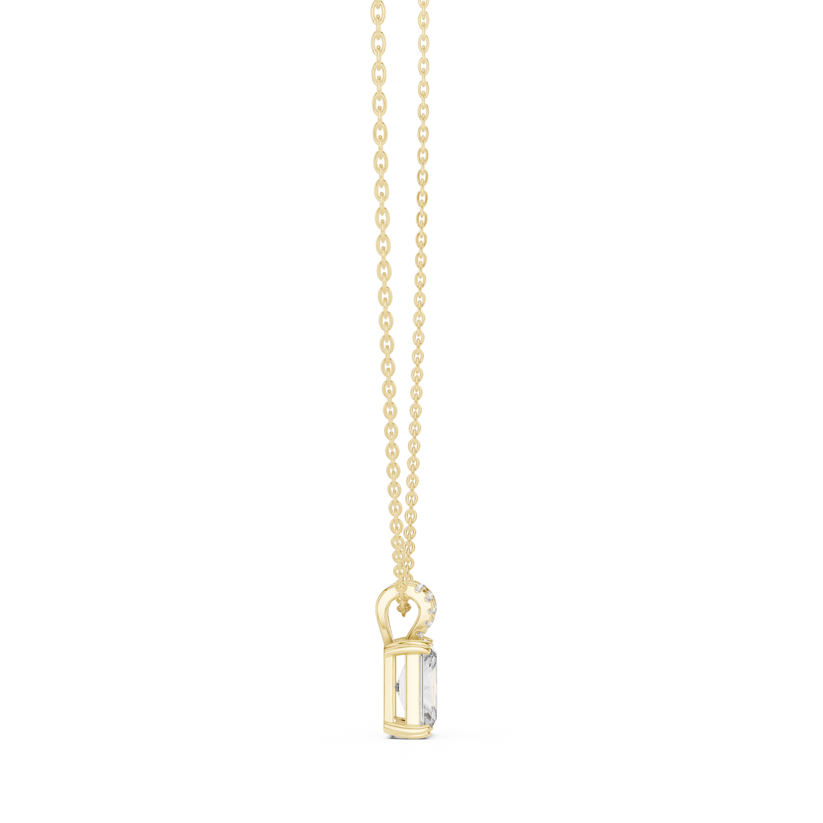 Radiant Cut Solitaire Diamond Pendant with Pave Bail