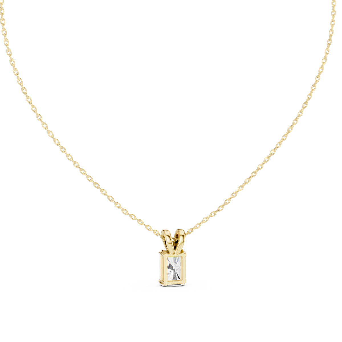 Radiant Cut Solitaire Diamond Pendant with Pave Bail