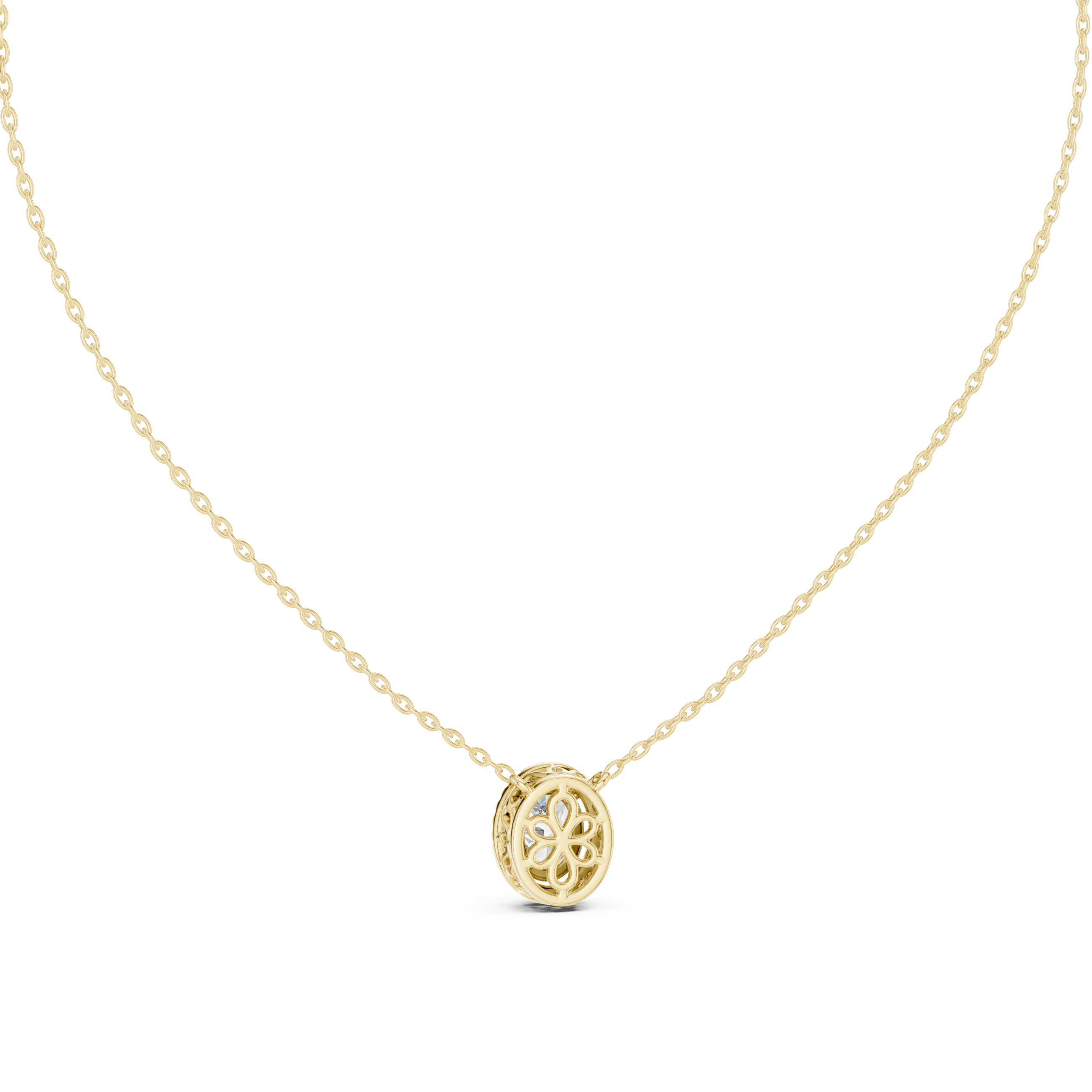 Filigree Wheel Bezel Diamond Pendant in Yellow Gold - VYKA Diamonds