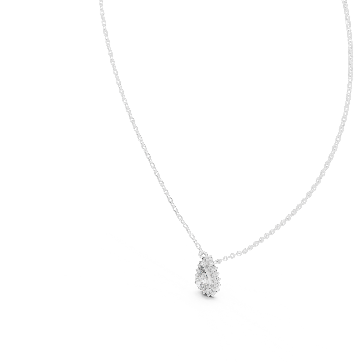Pear Halo Solitaire Diamond Pendant