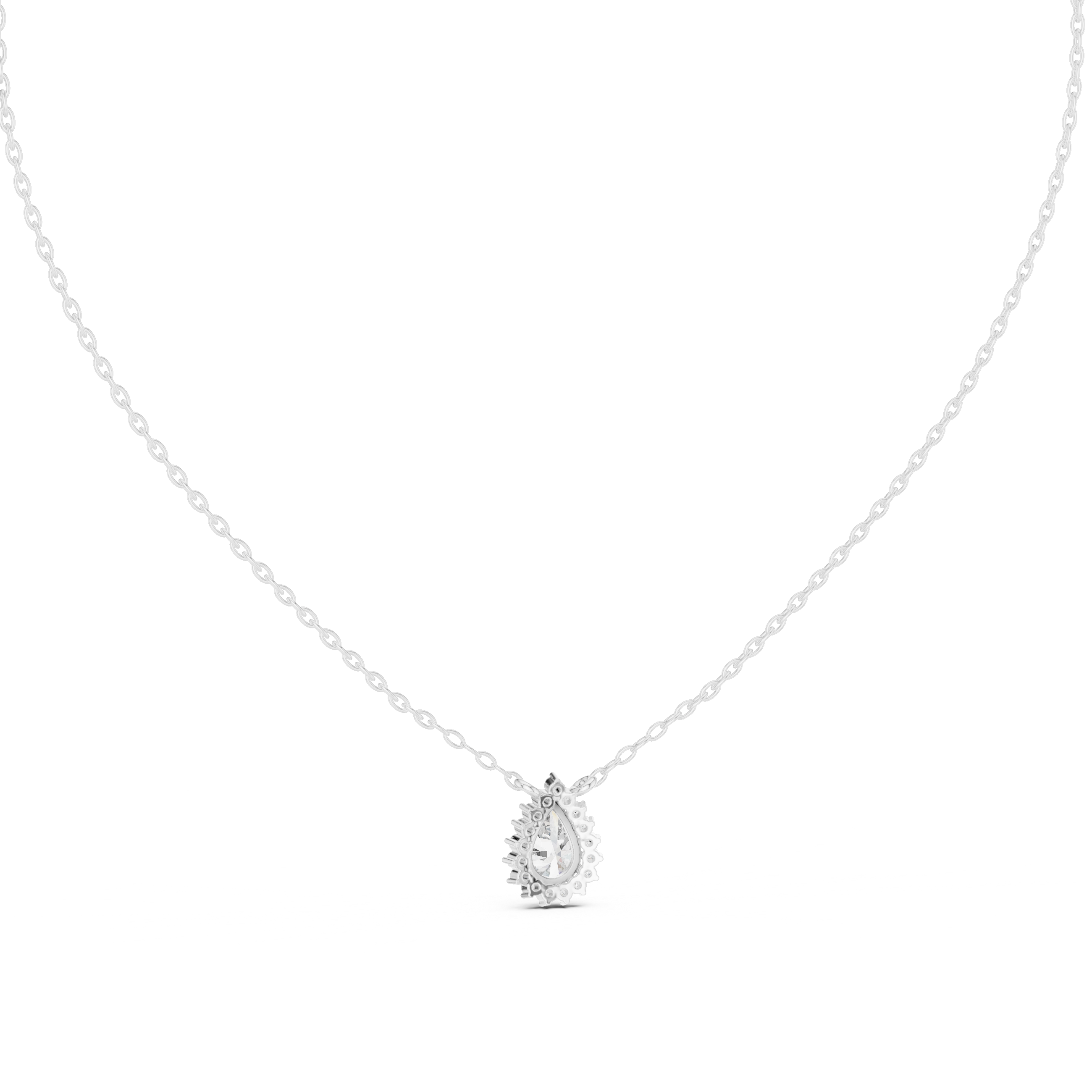 تعليقة ألماس سوليتير بتصميم كمثري هالو in White Gold - VYKA Diamonds