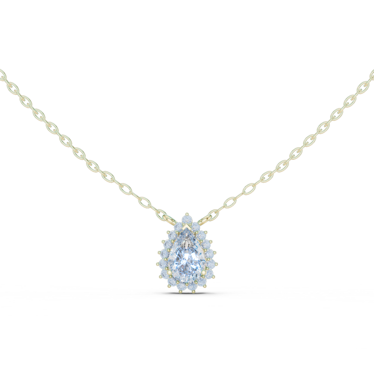 Pear Halo Solitaire Diamond Pendant