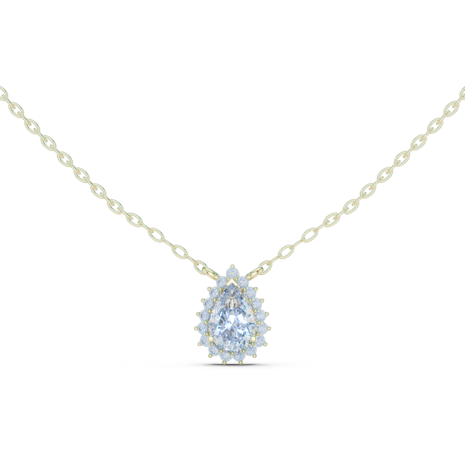 تعليقة ألماس سوليتير بتصميم كمثري هالو in Yellow Gold - VYKA Diamonds