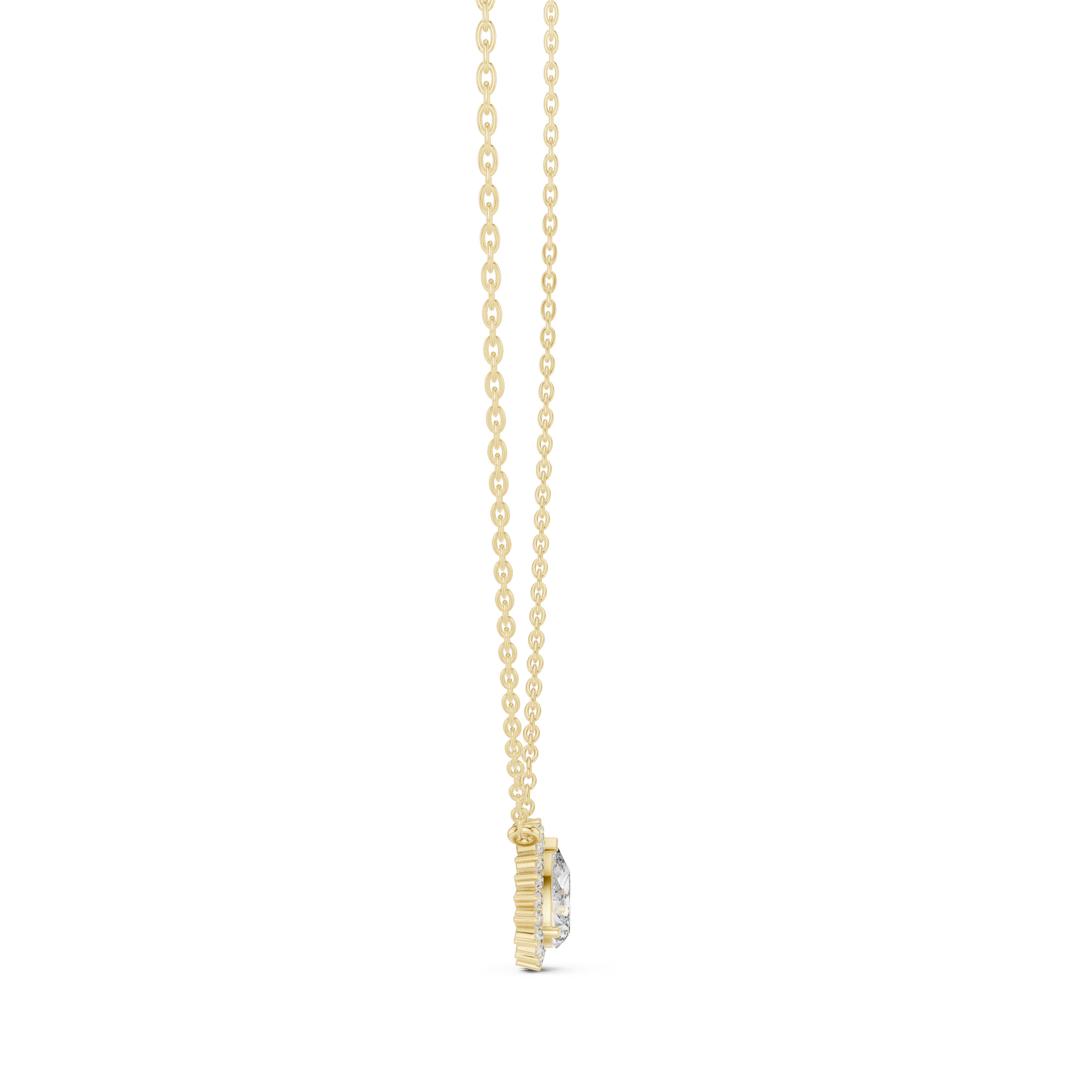 تعليقة ألماس سوليتير بتصميم كمثري هالو in Yellow Gold - VYKA Diamonds