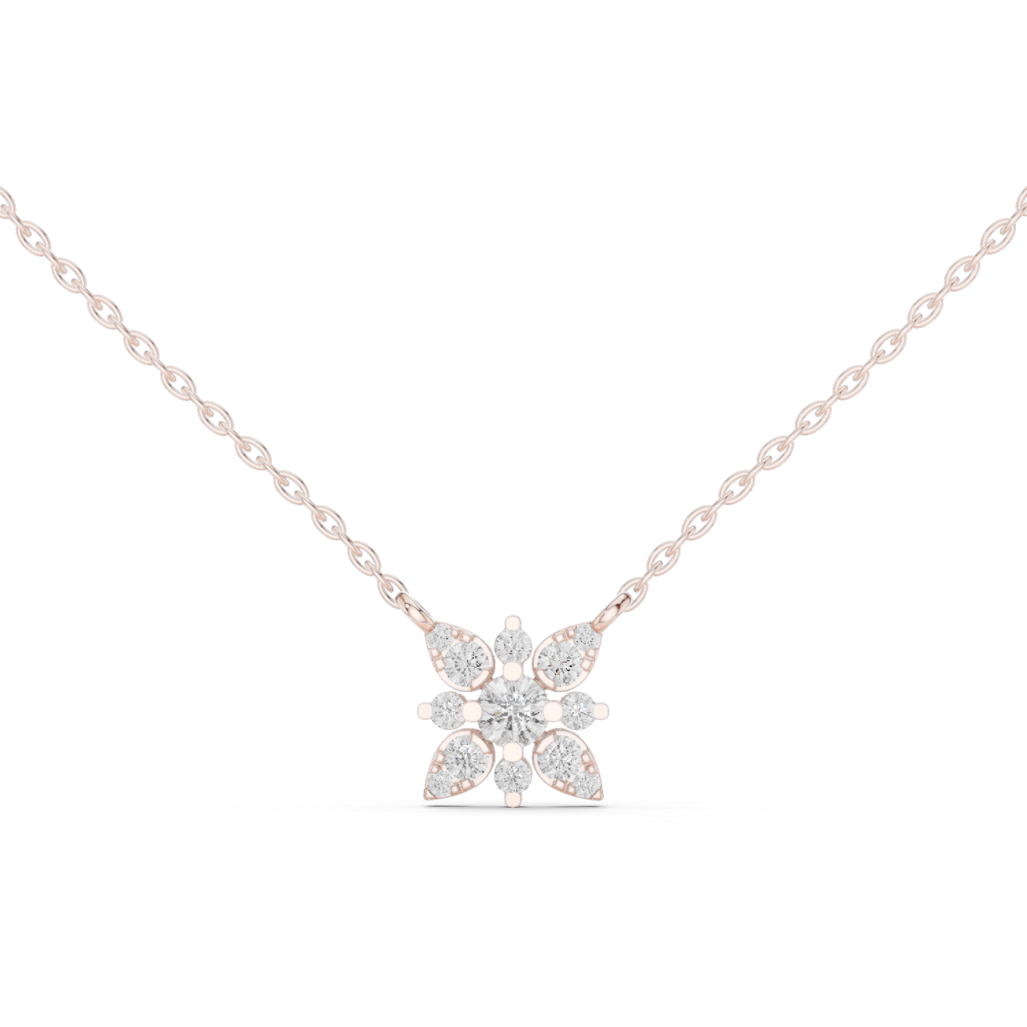 Marquise Fan Spray Diamond Pendant in Rose Gold - VYKA Diamonds