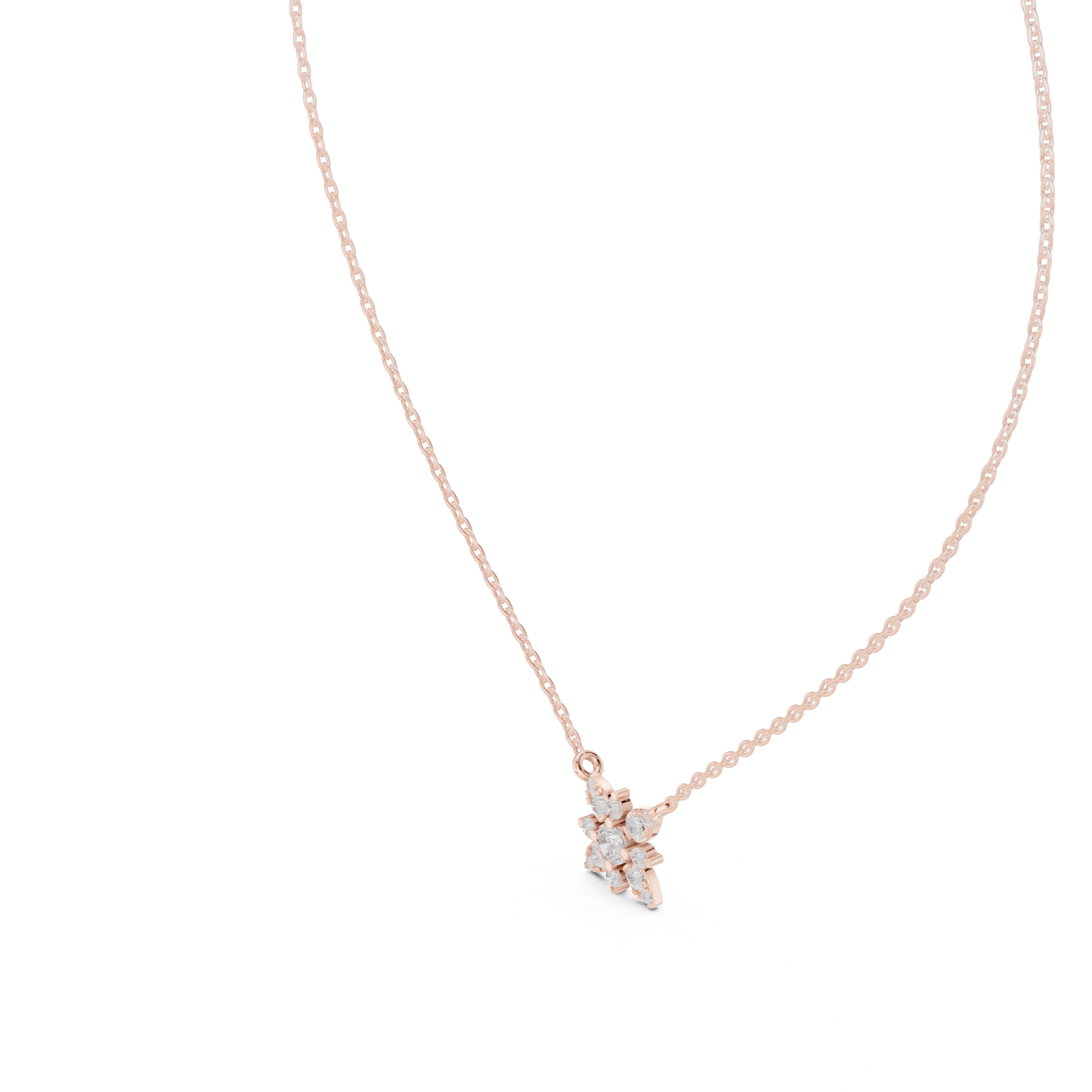 Marquise Fan Spray Diamond Pendant in Rose Gold - VYKA Diamonds
