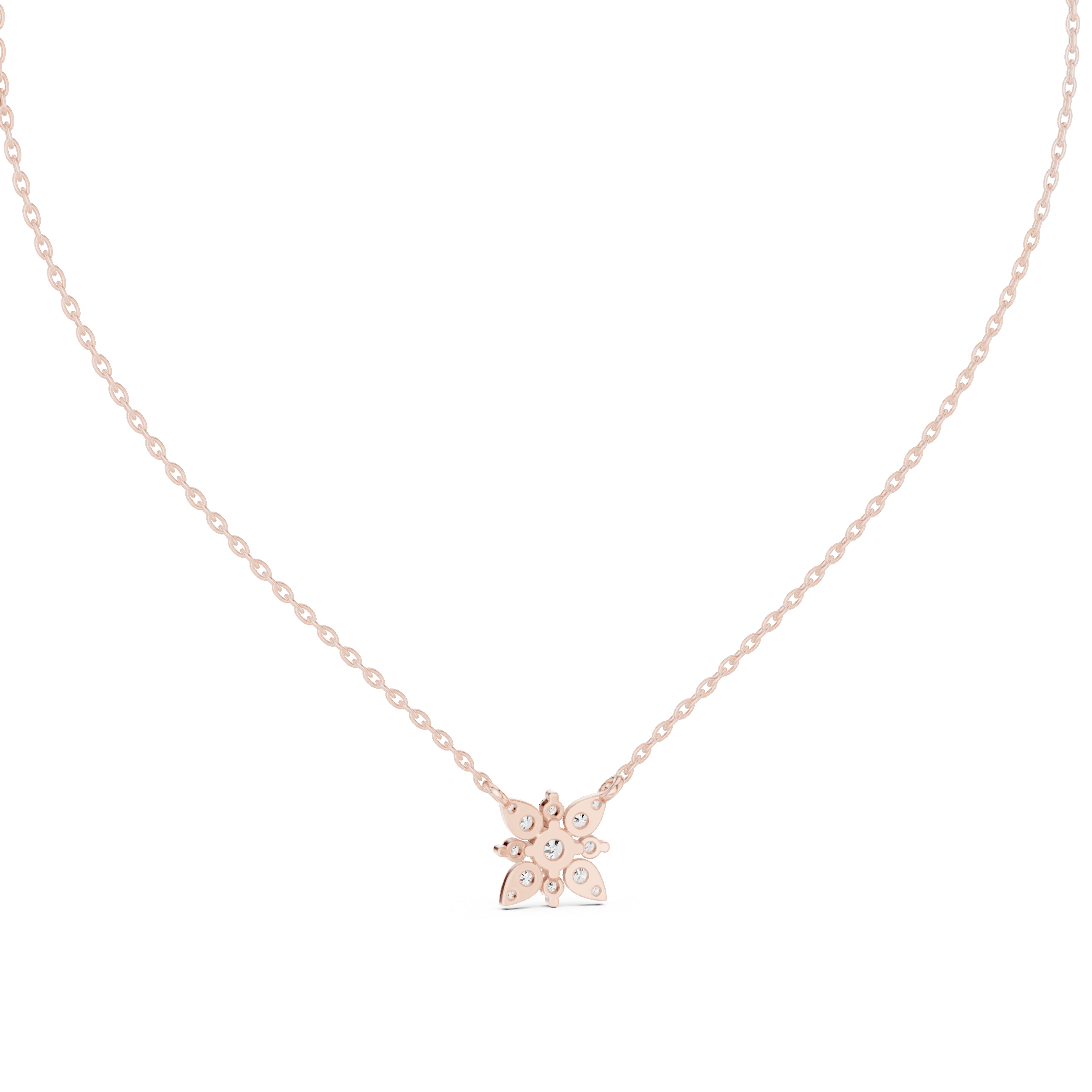 Marquise Fan Spray Diamond Pendant in Rose Gold - VYKA Diamonds