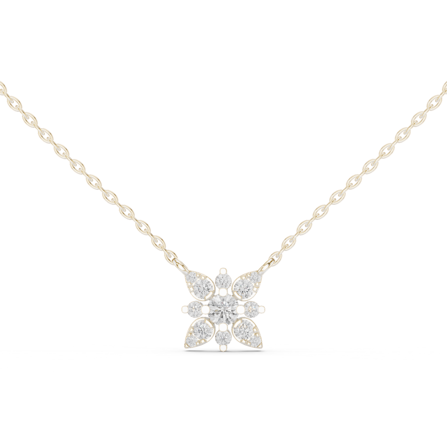 Marquise Fan Spray Diamond Pendant in White Gold - VYKA Diamonds