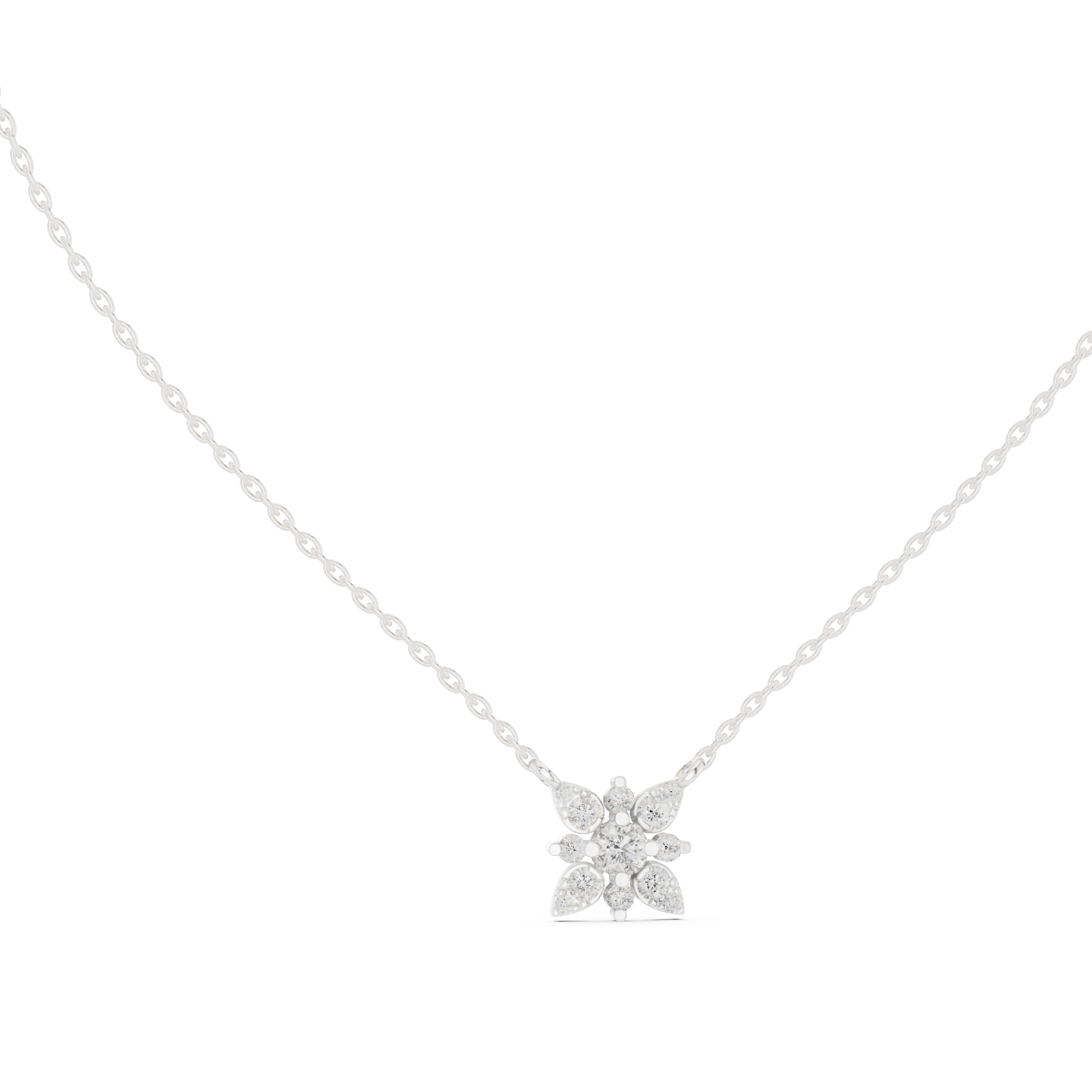Marquise Fan Spray Diamond Pendant in White Gold - VYKA Diamonds