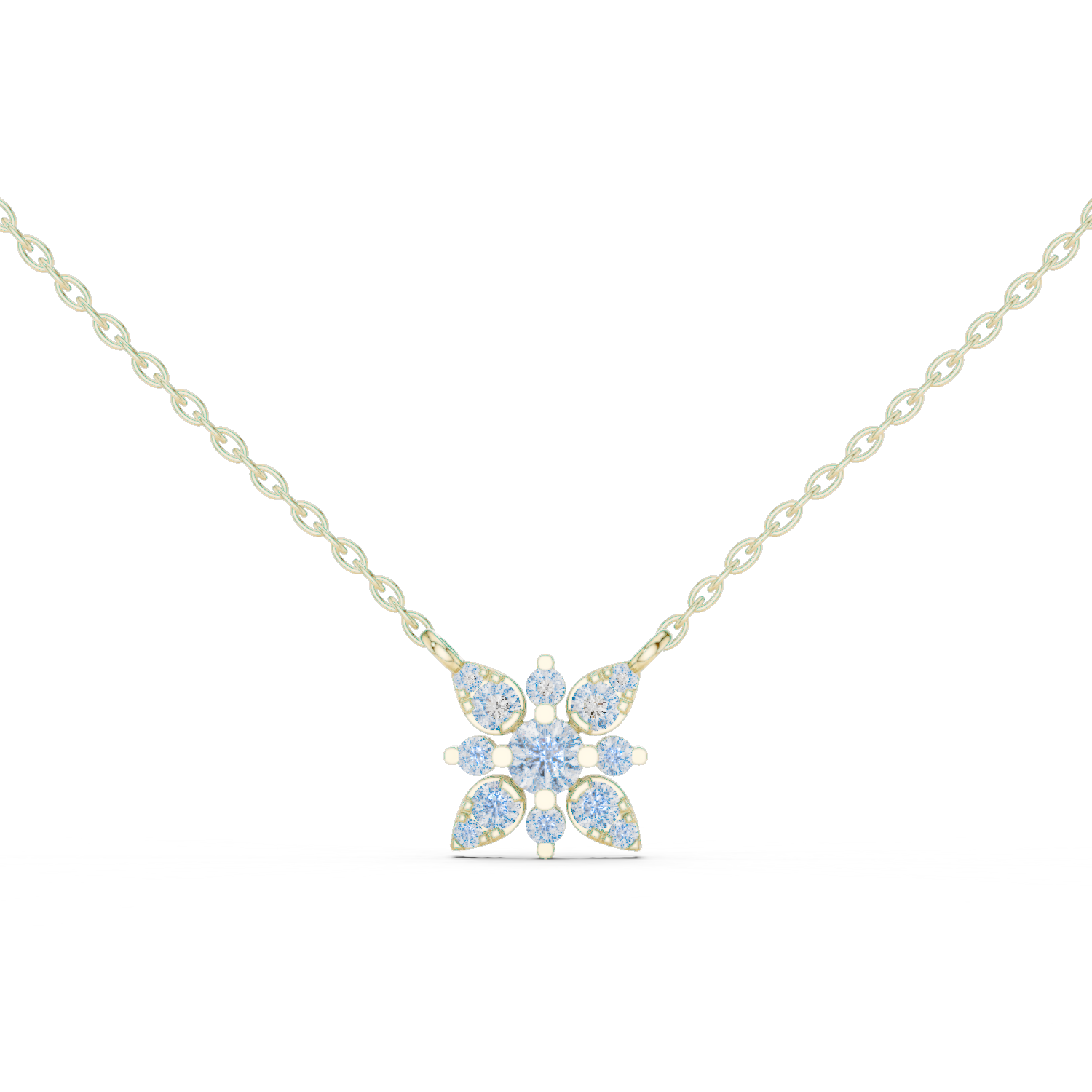 Marquise Fan Spray Diamond Pendant in Yellow Gold - VYKA Diamonds
