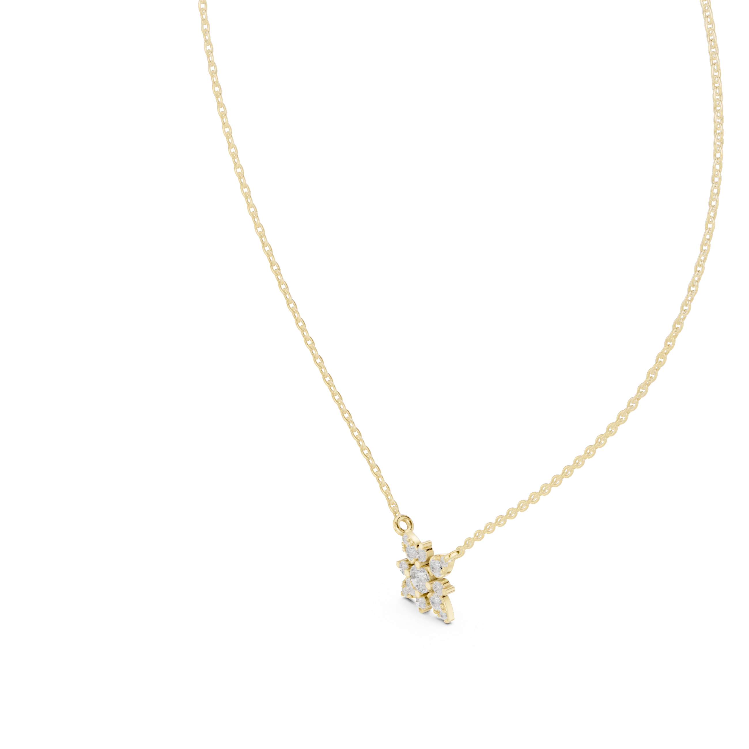 Marquise Fan Spray Diamond Pendant in Yellow Gold - VYKA Diamonds