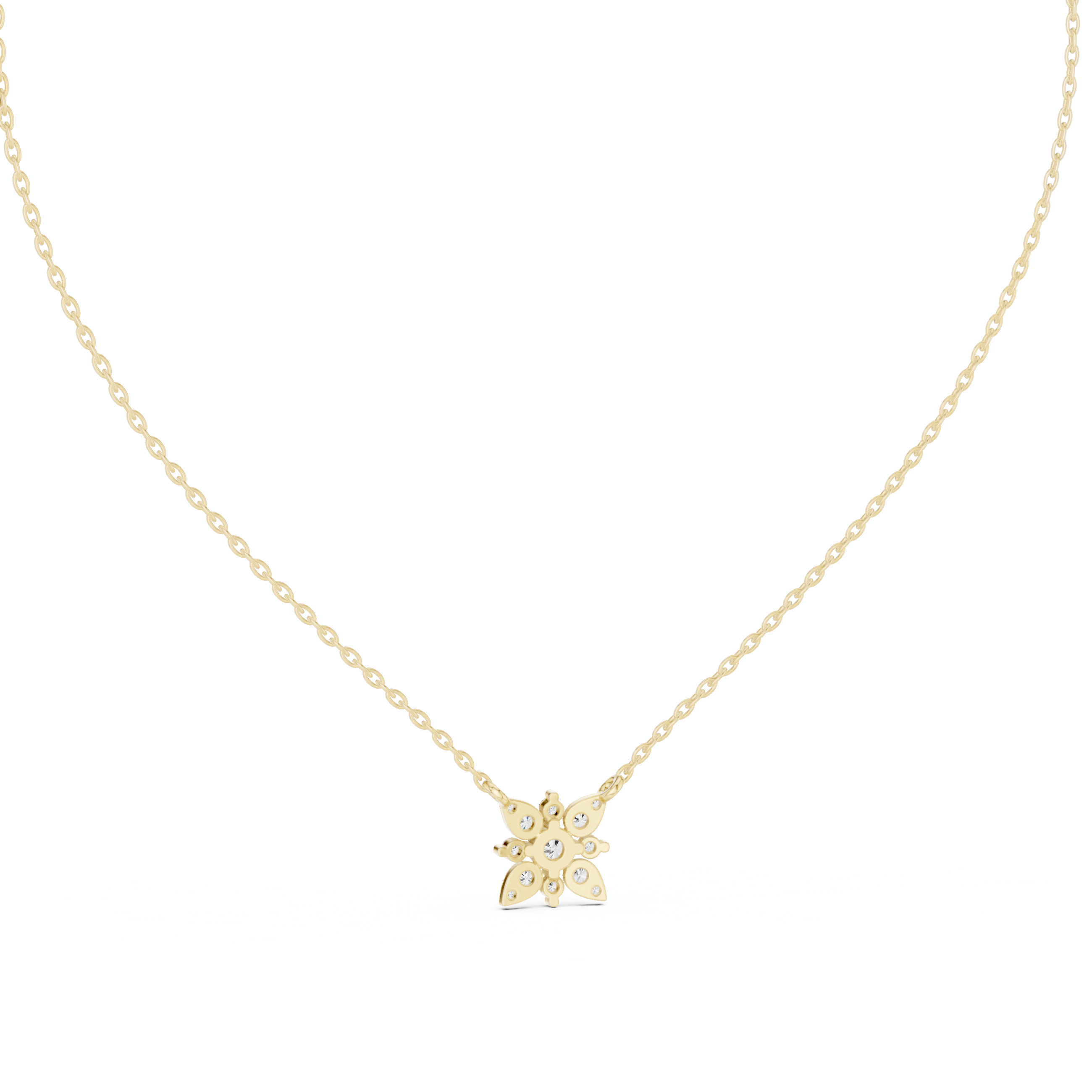 Marquise Fan Spray Diamond Pendant in Yellow Gold - VYKA Diamonds