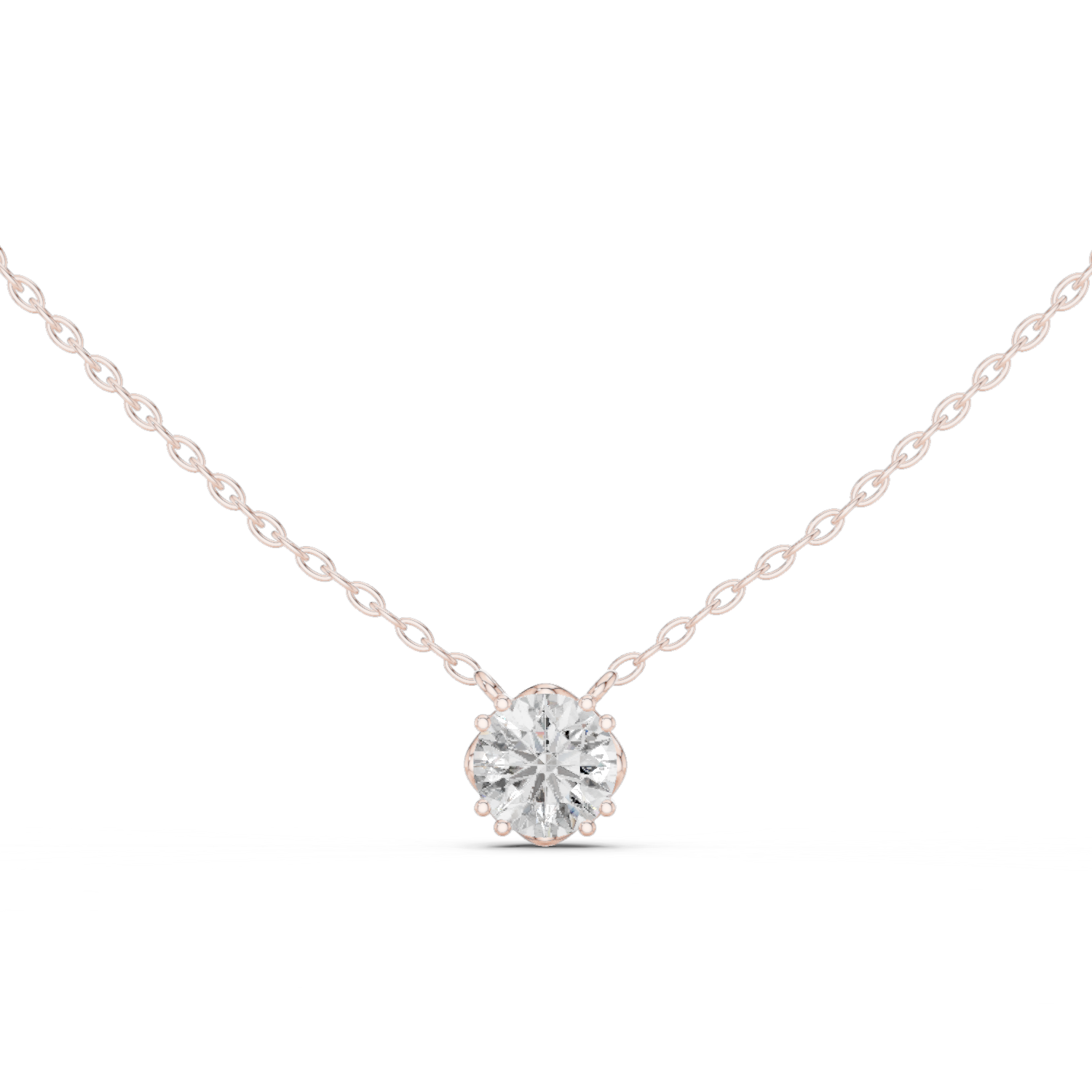تعليقة ألماسية سوليتير مستديرة سداسية المخالب in Rose Gold - VYKA Diamonds