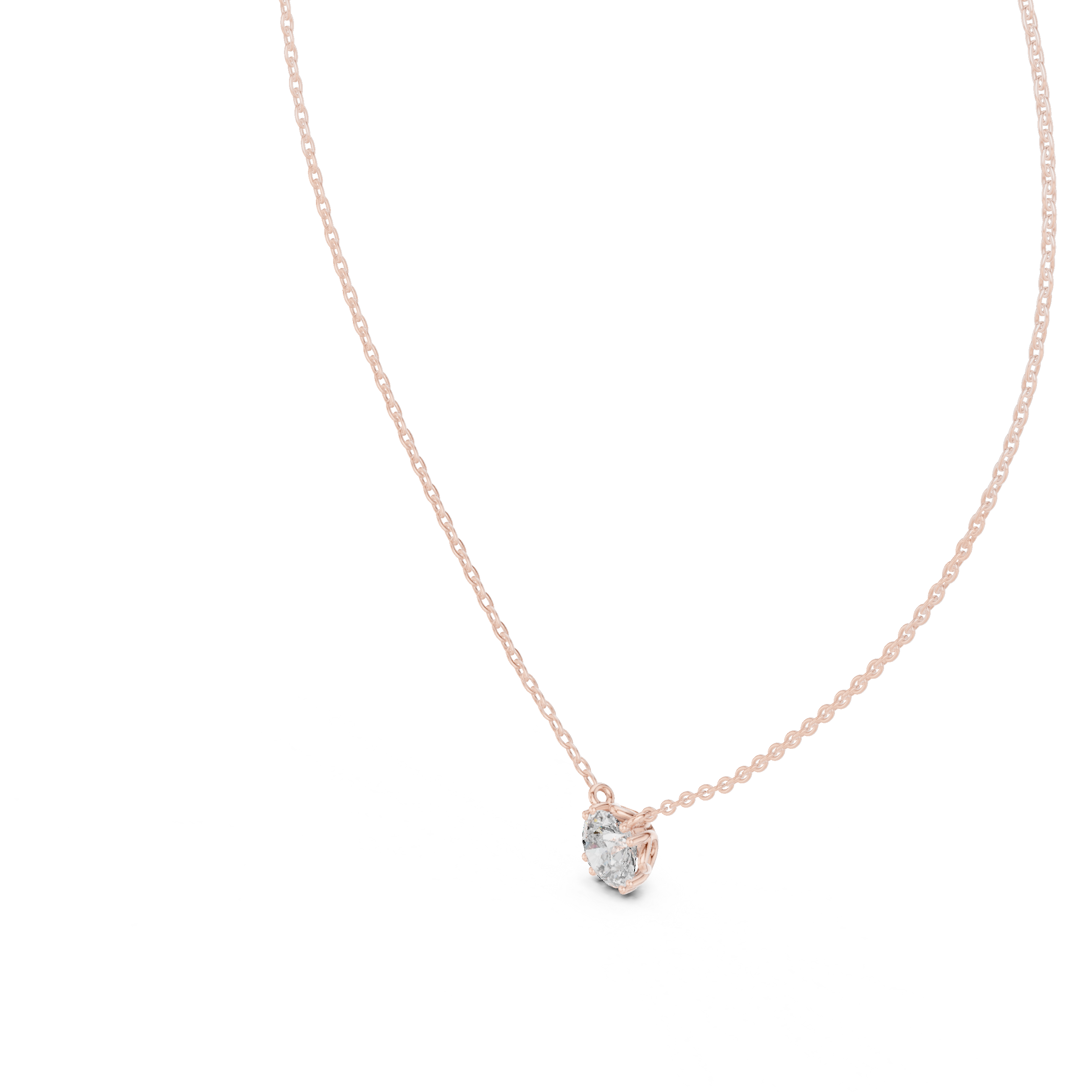 تعليقة ألماسية سوليتير مستديرة سداسية المخالب in Rose Gold - VYKA Diamonds