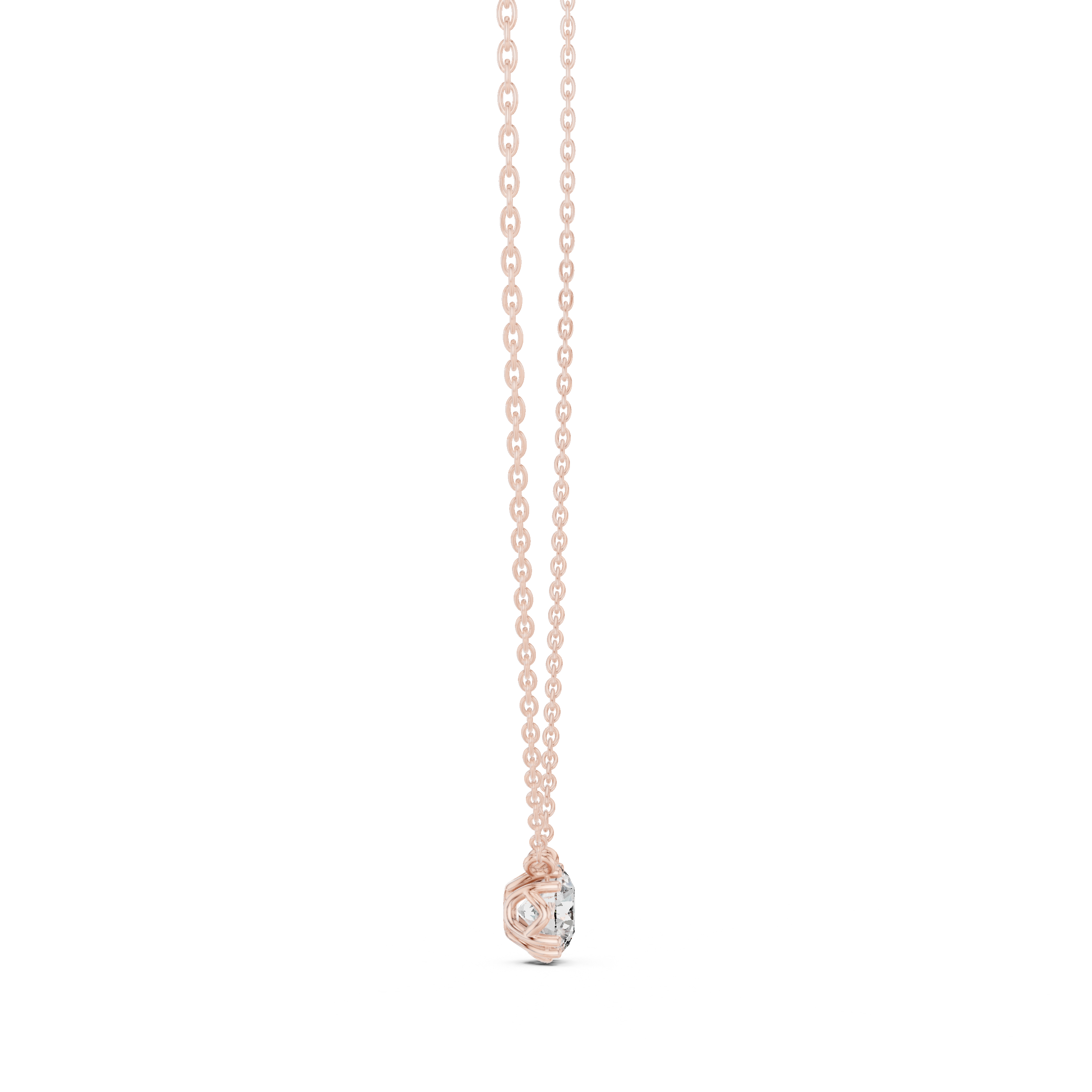 تعليقة ألماسية سوليتير مستديرة سداسية المخالب in Rose Gold - VYKA Diamonds