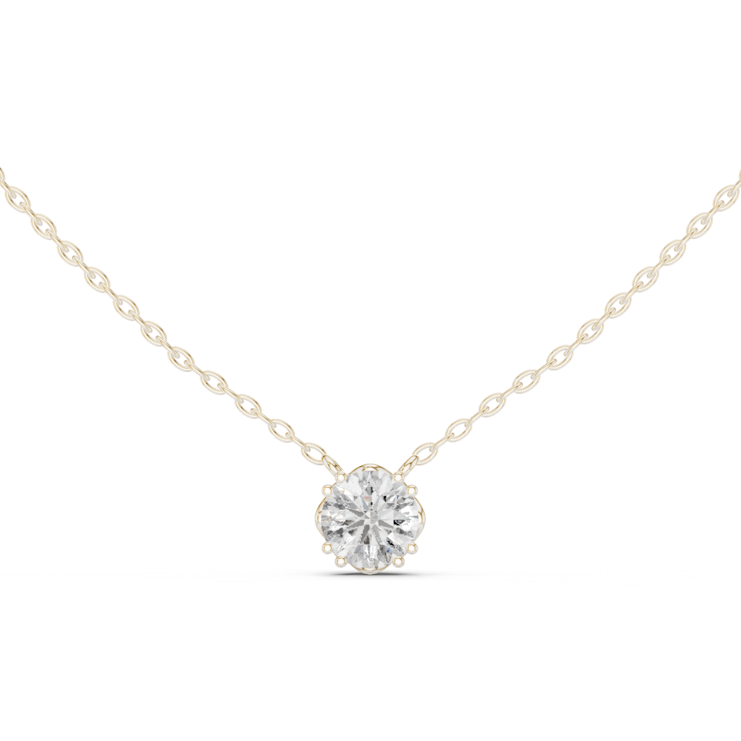 تعليقة ألماسية سوليتير مستديرة سداسية المخالب in White Gold - VYKA Diamonds