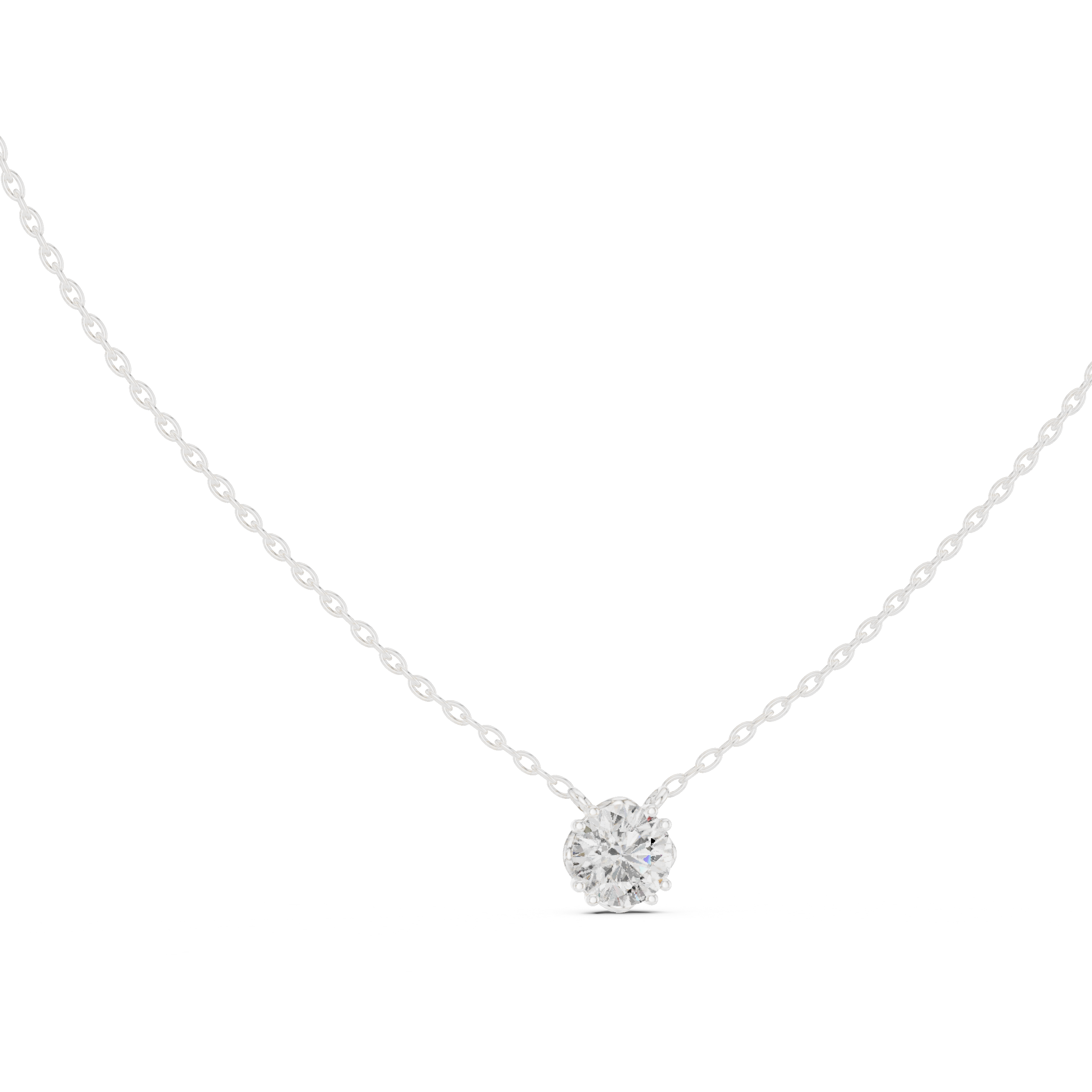 تعليقة ألماسية سوليتير مستديرة سداسية المخالب in White Gold - VYKA Diamonds