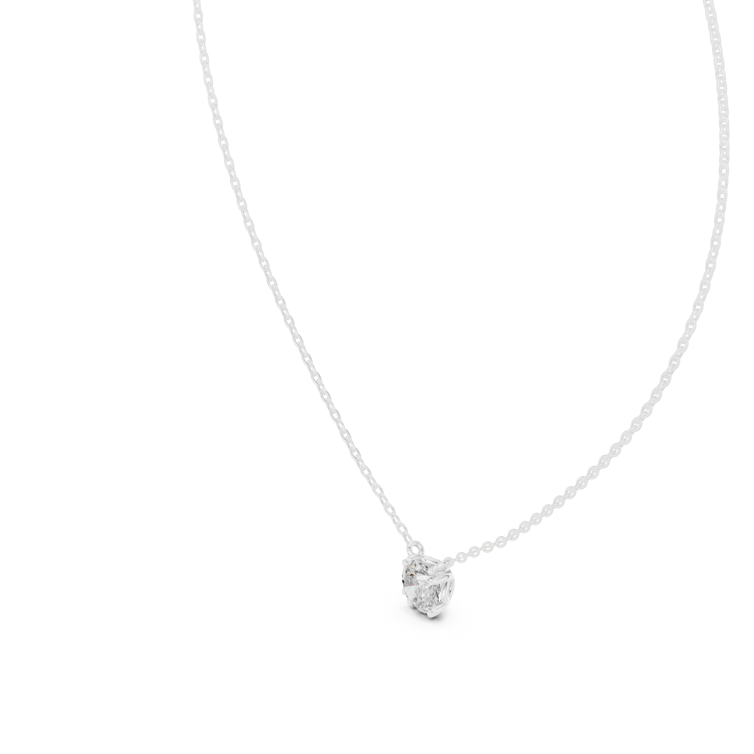 تعليقة ألماسية سوليتير مستديرة سداسية المخالب in White Gold - VYKA Diamonds